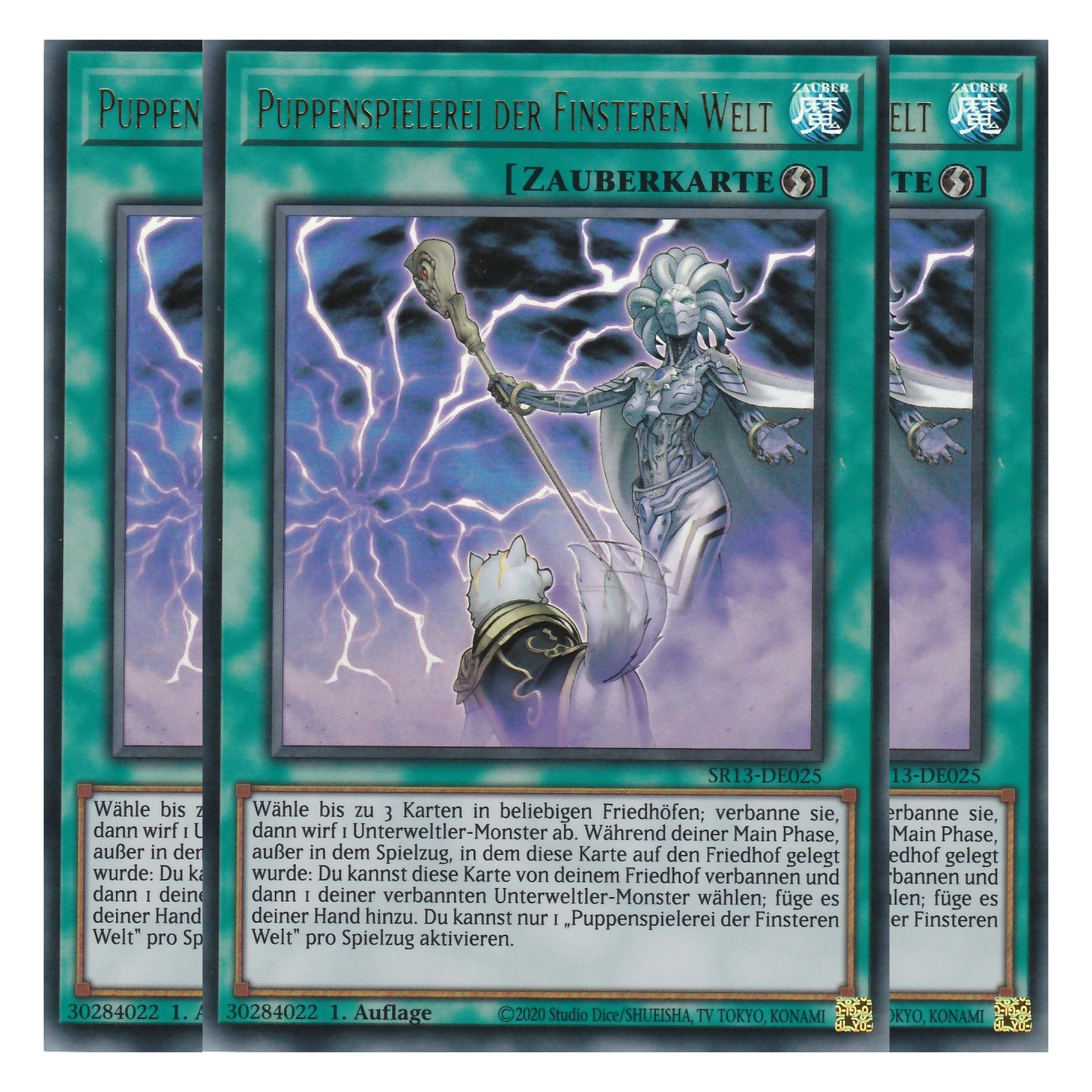 Puppenspielerei der Finsteren Welt - SR13-DE025 - Ultra Rare - Deutsch - 1. Auflage - Structure Deck: Dark World - Yu-Gi-Oh! - Playset (3 Kopien)