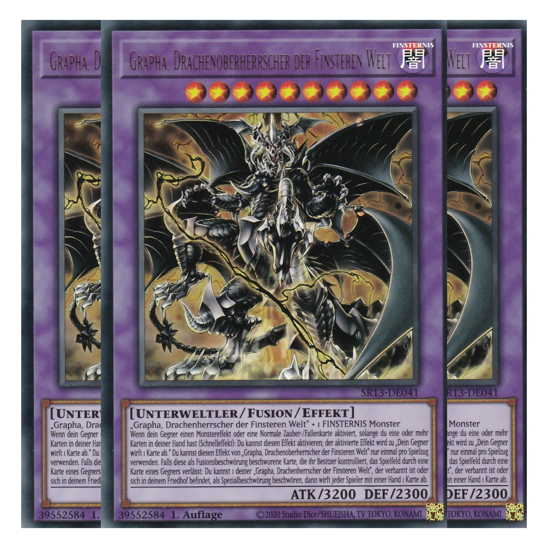 Grapha, Drachenoberherrscher der Finsteren Welt - SR13-DE041 - Ultra Rare - Deutsch - 1. Auflage - Structure Deck: Dark World - Yu-Gi-Oh! - Playset (3 Kopien)