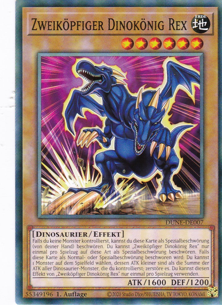 Zweiköpfiger Dinokönig Rex - DUNE-DE007 - Common - 1. Auflage - Deutsch - Duelist Nexus