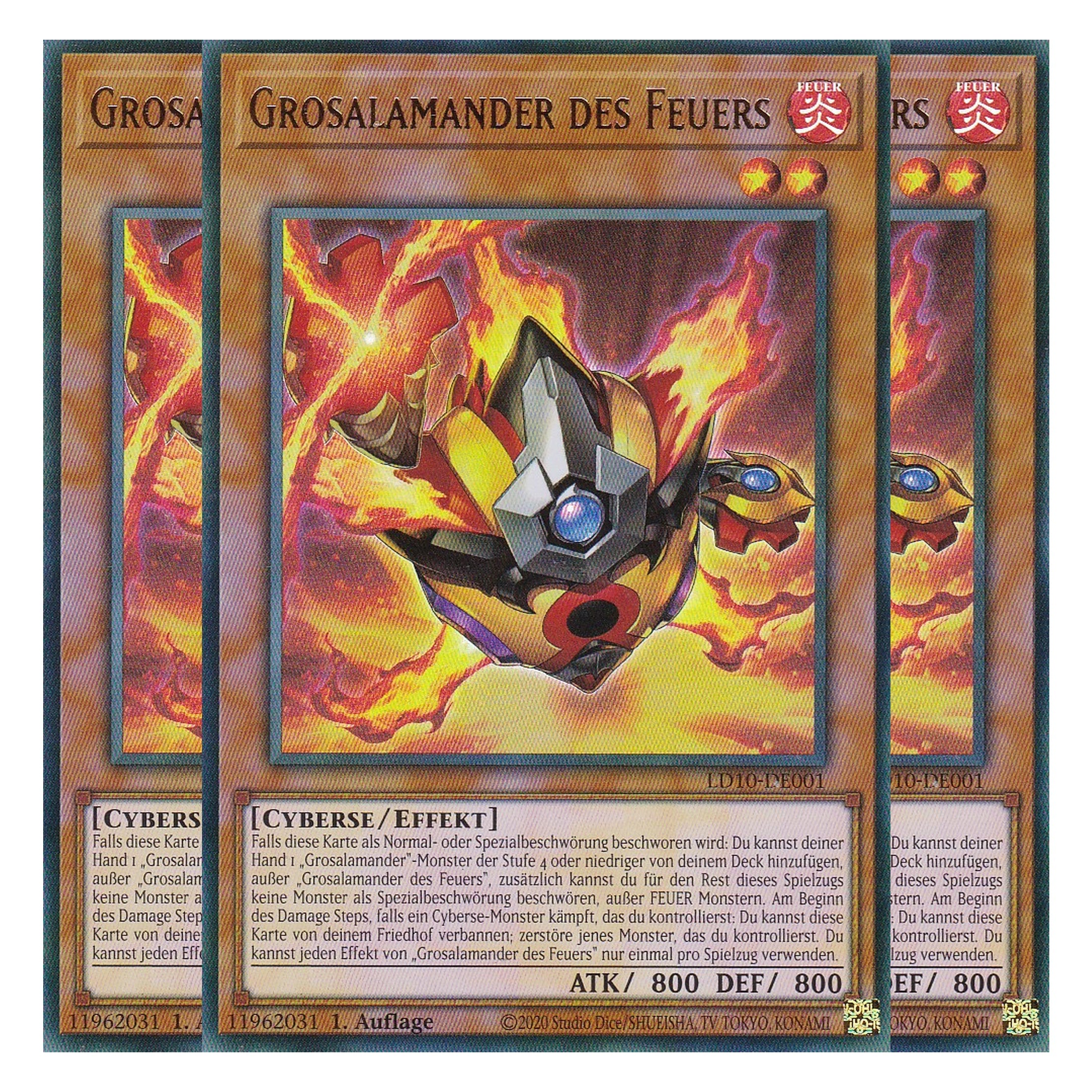 Grosalamander des Feuer - LD10-DE001 - Ultra Rare - Deutsch - 1. Auflage - Legendary Duelists: Soulburning Volcano - Playset (3 Kopien)