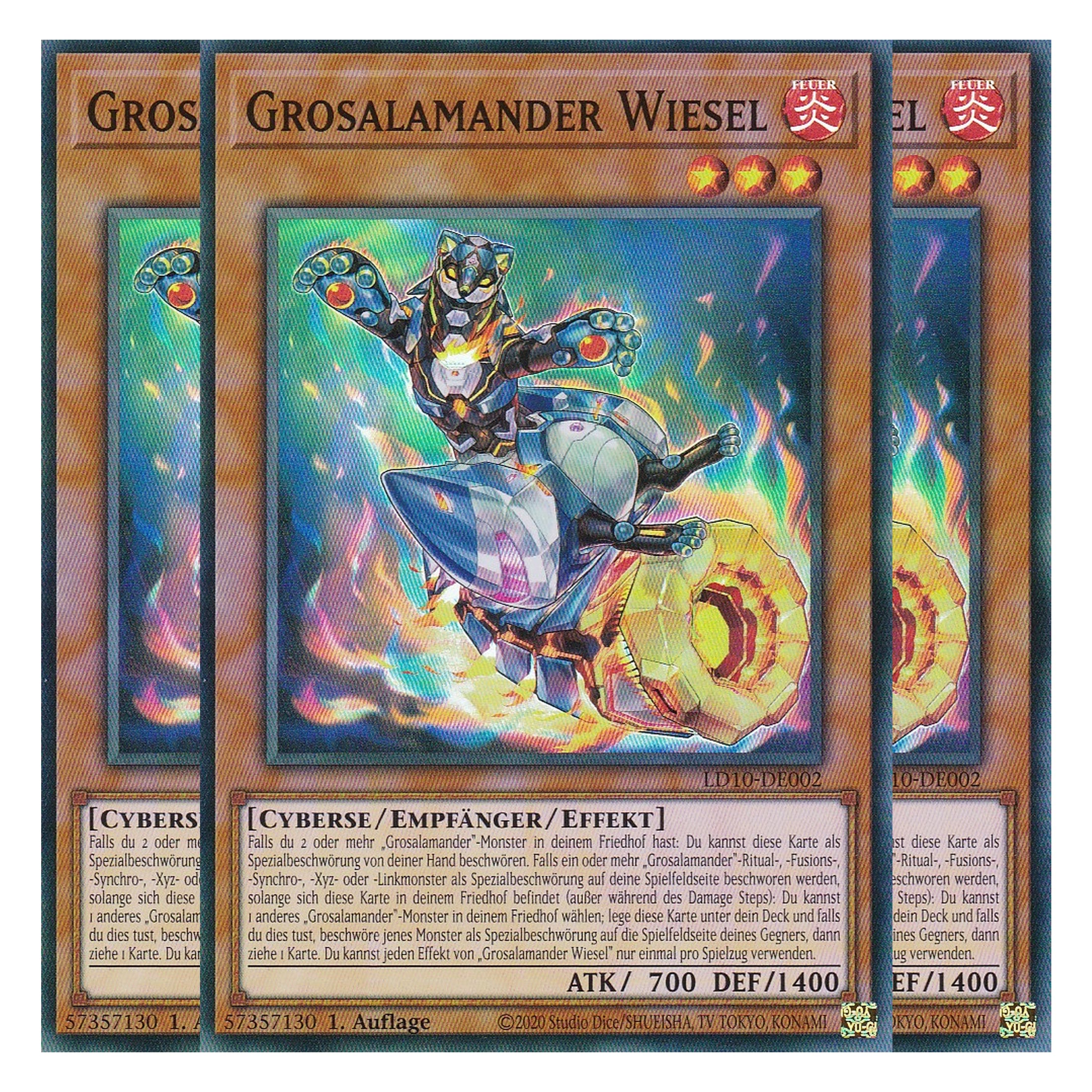 Grosalamander Wiesel - LD10-DE002 - Super Rare - Deutsch - 1. Auflage - Legendary Duelists: Soulburning Volcano - Playset (3 Kopien)