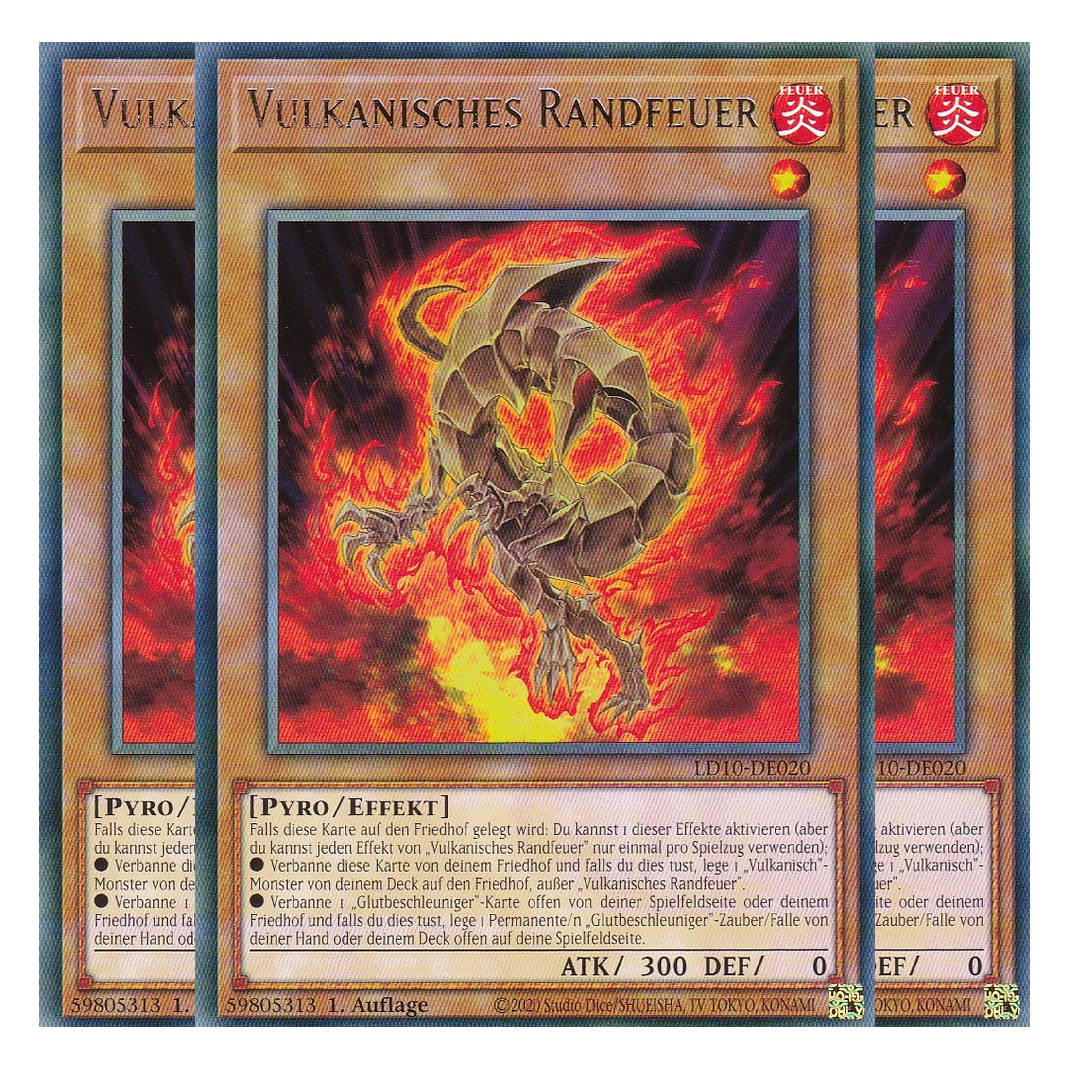 Vulkanisches Randfeuer - LD10-DE020 - Rare - Deutsch - 1. Auflage - Legendary Duelists: Soulburning Volcano - Playset (3 Kopien)