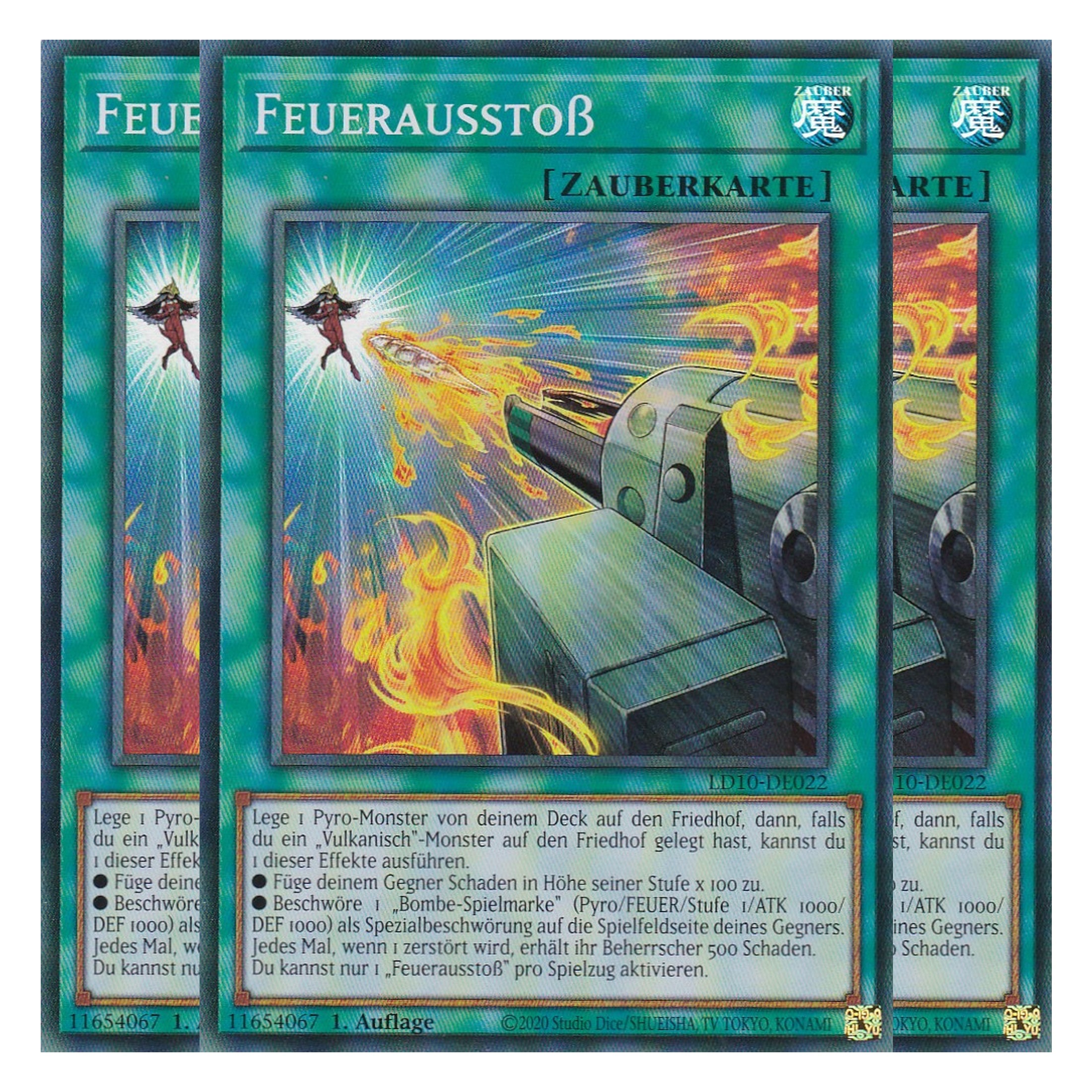 Feuerausstoß - LD10-DE022 - Super Rare - Deutsch - 1. Auflage - Legendary Duelists: Soulburning Volcano - Playset (3 Kopien)