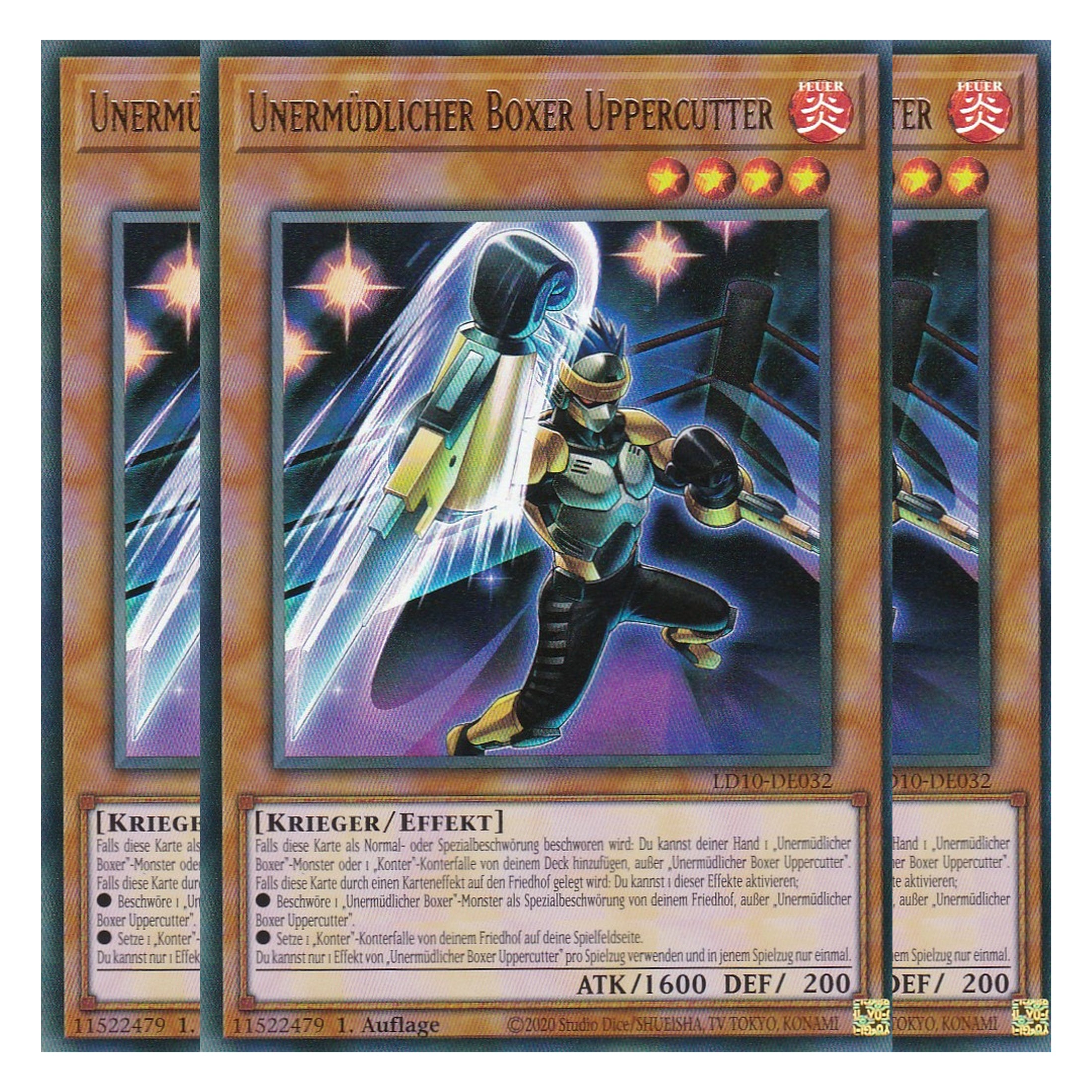 Unermüdlicher Boxer Uppercutter - LD10-DE032 - Ultra Rare - Deutsch - 1. Auflage - Legendary Duelists: Soulburning Volcano - Playset (3 Kopien)