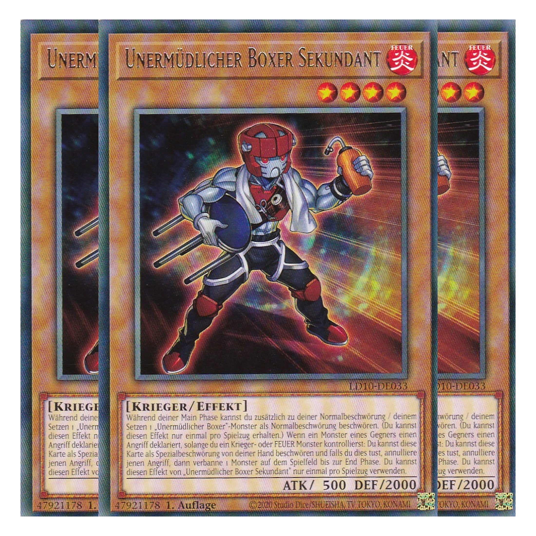 Unermüdlicher Boxer Sekundant - LD10-DE033 - Rare - Deutsch - 1. Auflage - Legendary Duelists: Soulburning Volcano - Playset (3 Kopien)