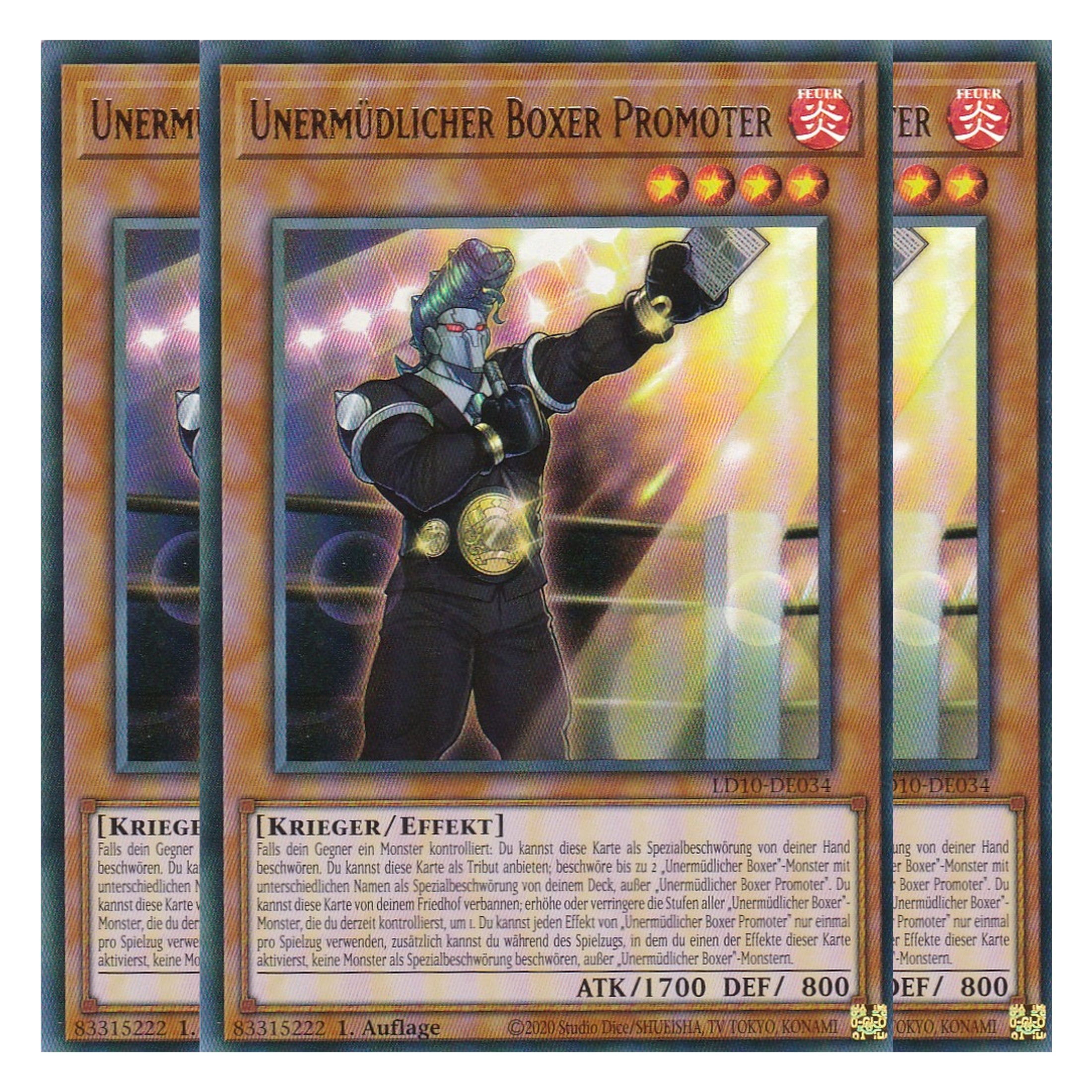Unermüdlicher Boxer Promoter - LD10-DE034 - Ultra Rare - Deutsch - 1. Auflage - Legendary Duelists: Soulburning Volcano - Playset (3 Kopien)