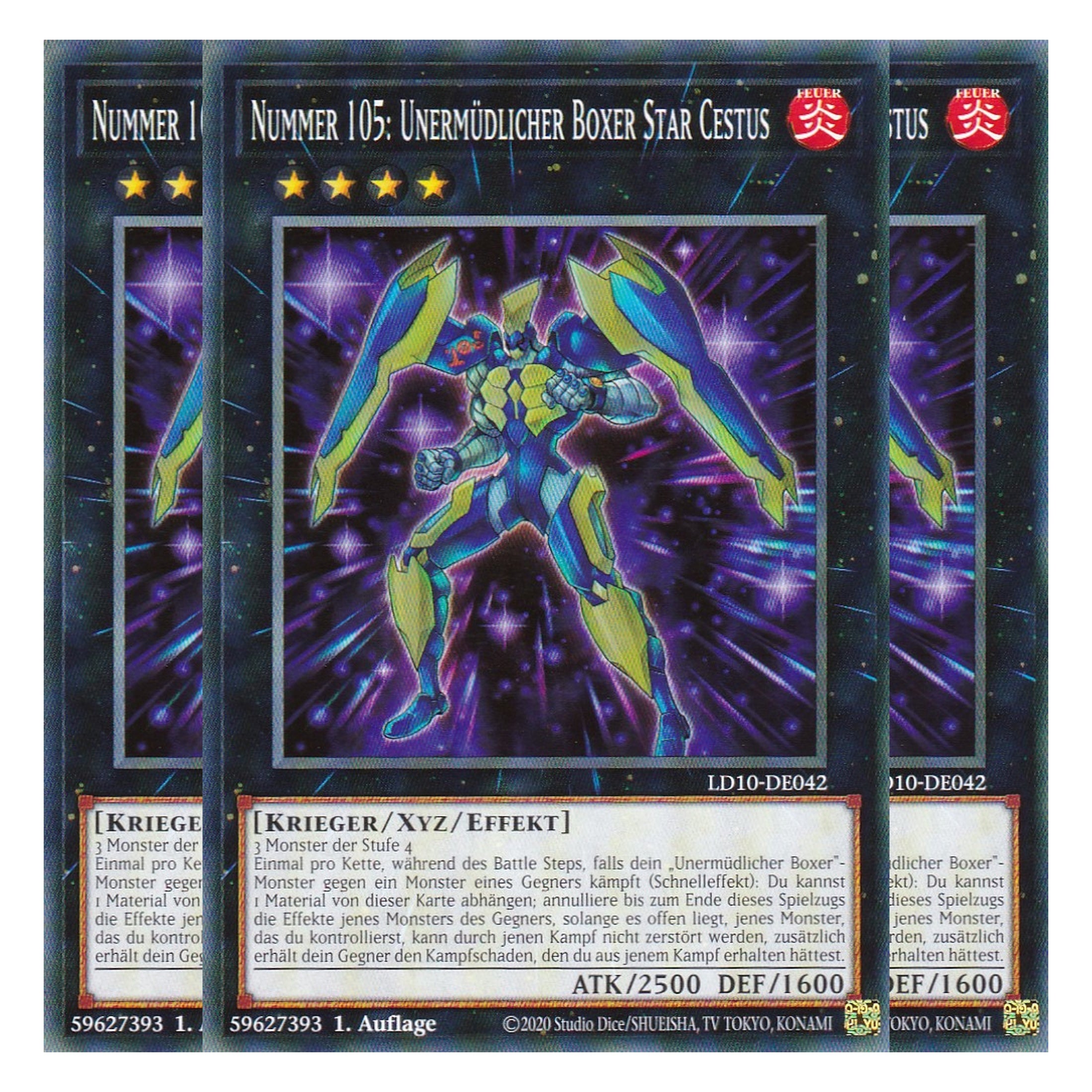 Nummer 105: Unermüdlicher Boxer Star Cestus - LD10-DE042 - Common - Deutsch - 1. Auflage - Legendary Duelists: Soulburning Volcano - Playset (3 Kopien)
