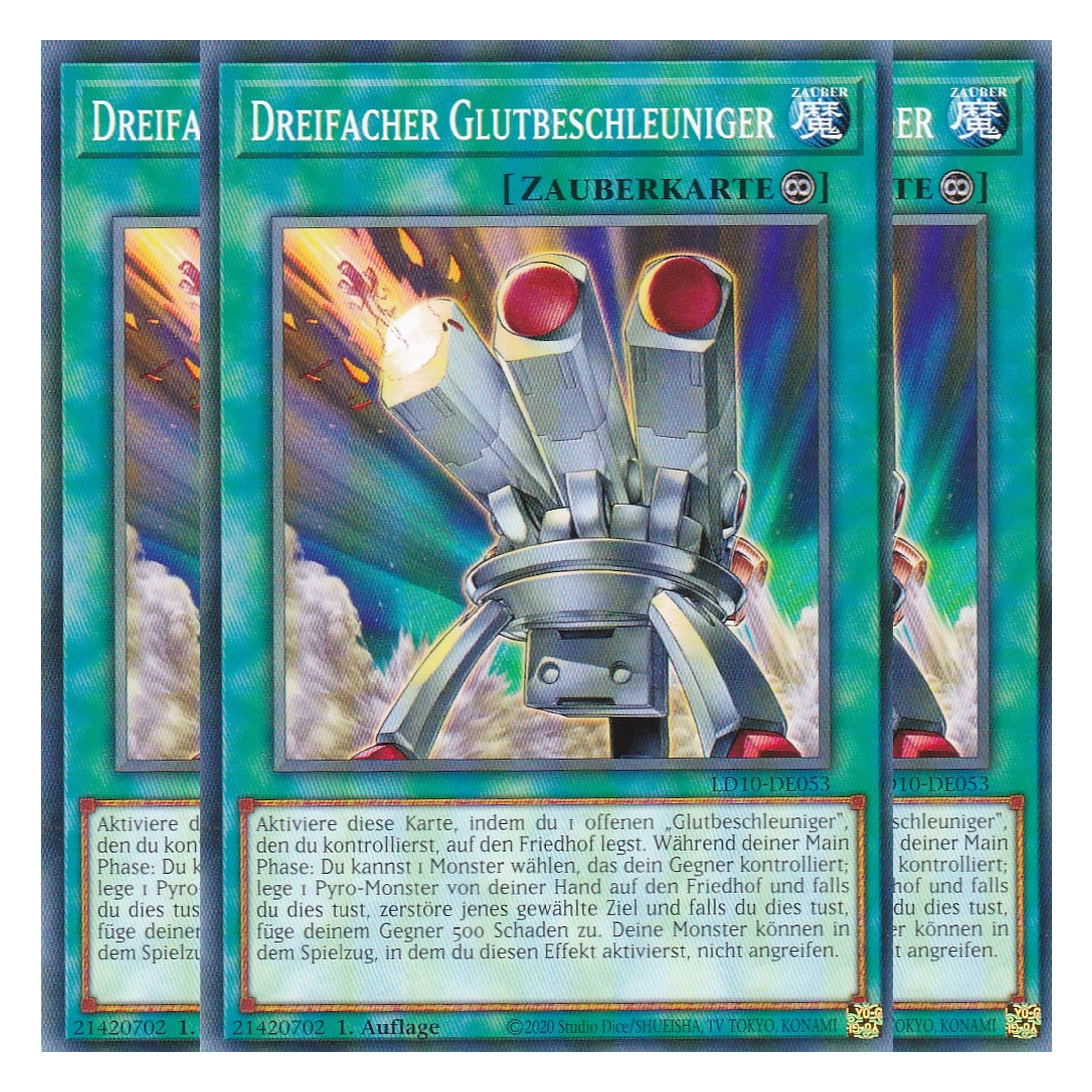 Dreifacher Glutbeschleuniger - LD10-DE053 - Common - Deutsch - 1. Auflage - Legendary Duelists: Soulburning Volcano - Playset (3 Kopien)