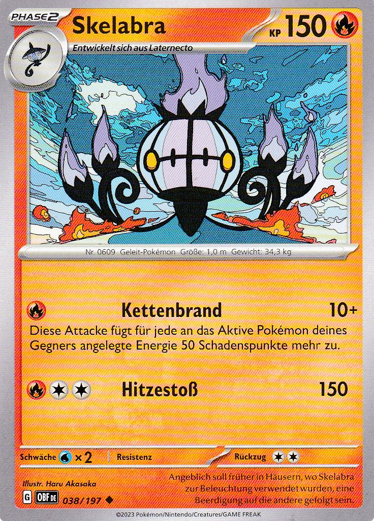 Skelabra - OBF 038 / 197 - Uncommon - Karmesin & Purpur - Obsidianflammen - Pokemon