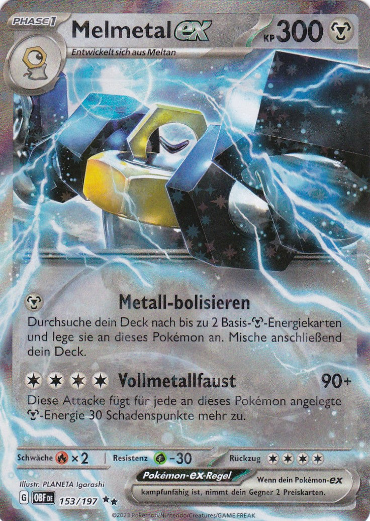 Melmetal ex - OBF 153 / 197 - Doppel Rare - Karmesin & Purpur - Obsidianflammen - Pokemon