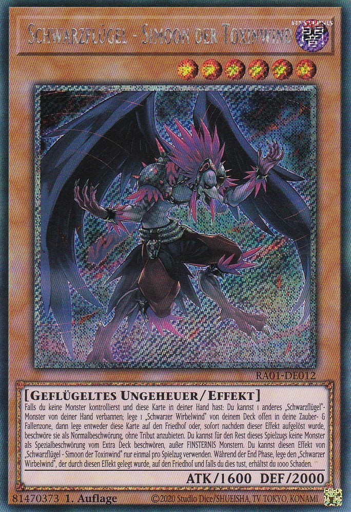 Schwarzflügel - Simoon der Toxinwind - RA01-DE012 - Platinum Secret Rare - 1. Auflage - Deutsch - Einzelkarten aus: 25th Anniversary Rarity Collection
