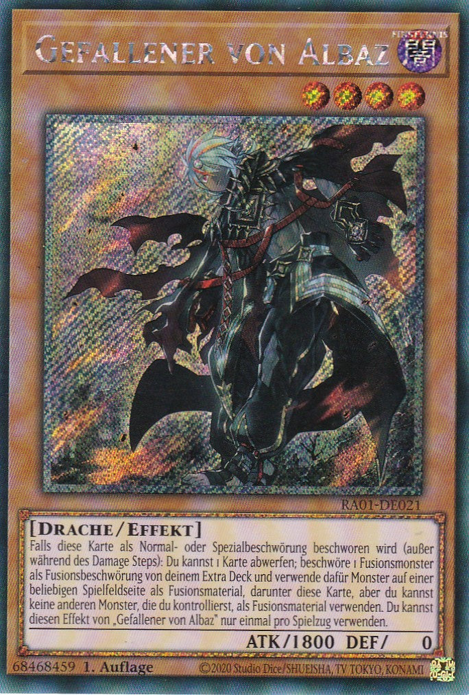 Gefallener von Albaz - RA01-DE021 - Platinum Secret Rare - 1. Auflage - Deutsch - Einzelkarten aus: 25th Anniversary Rarity Collection