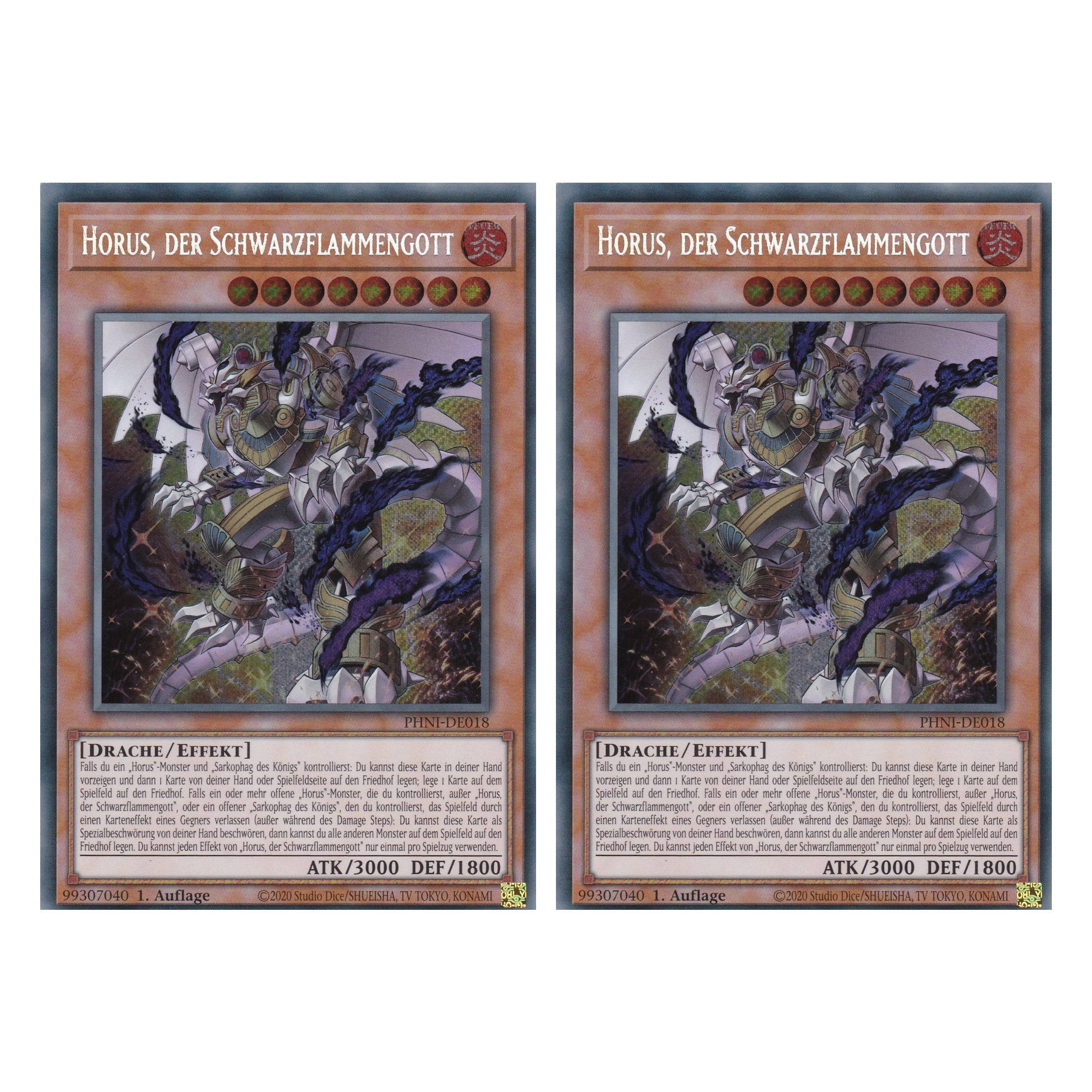 Horus, der Schwarzflammengott - PHNI-DE018 - Secret Rare - Deutsch - 1. Auflage - Phantom Nightmare - Duo Set (2 Stück) - Yu-Gi-Oh!