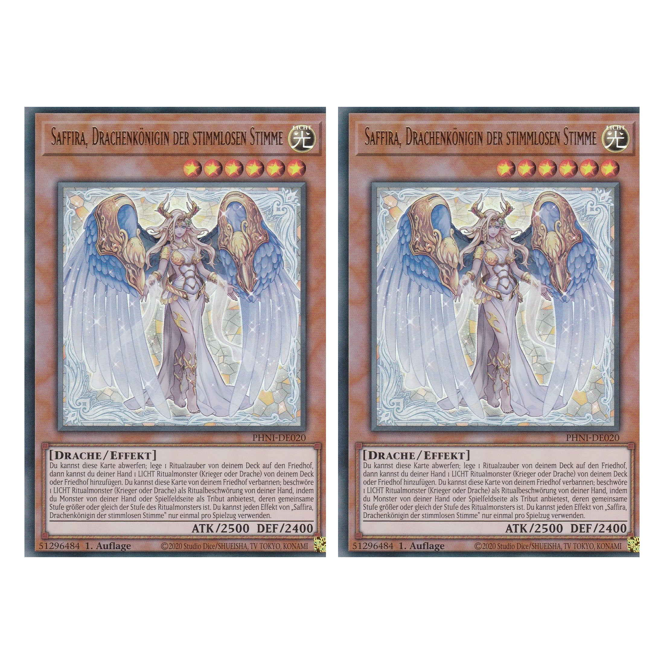Saffira, Drachenkönigin der Stimmlosen Stimme - PHNI-DE020 - Ultra Rare - Deutsch - 1. Auflage - Phantom Nightmare - Duo Set (2 Stück) - Yu-Gi-Oh!