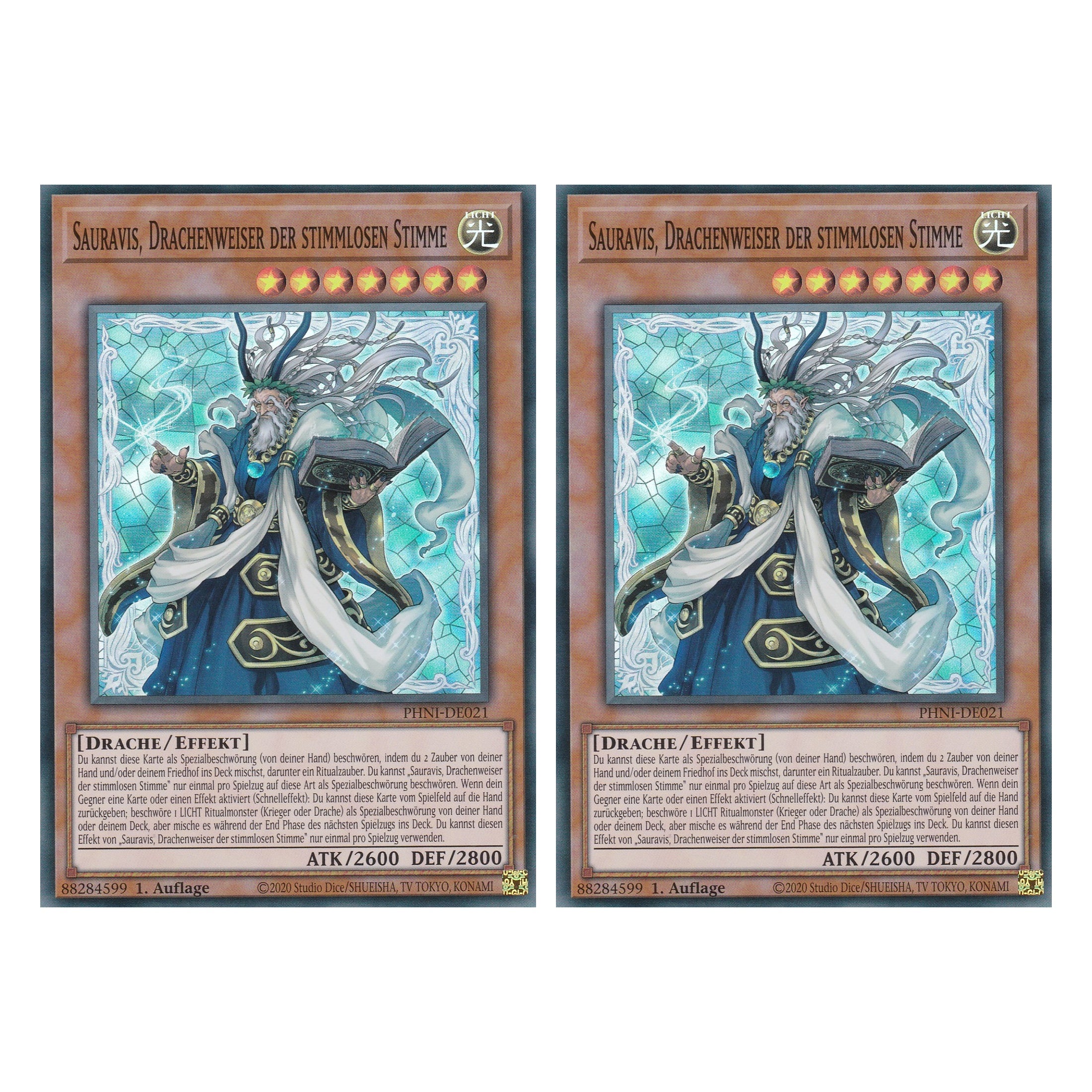 Sauravis, Drachenweiser der Stimmlosen Stimme - PHNI-DE021 - Super Rare - Deutsch - 1. Auflage - Phantom Nightmare - Duo Set (2 Stück) - Yu-Gi-Oh!