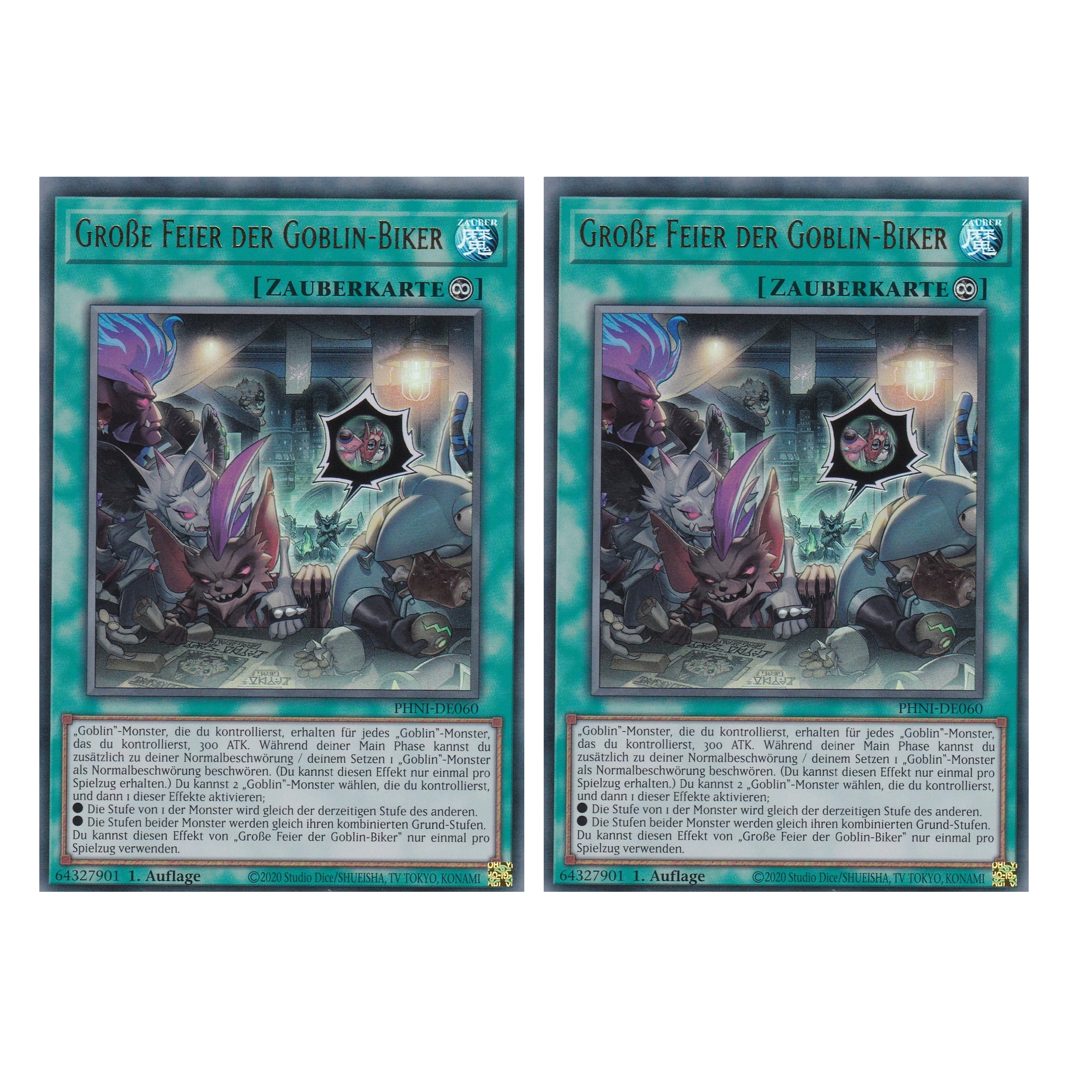 Große Feier der Goblin - Biker - PHNI-DE060 - Ultra Rare - Deutsch - 1. Auflage - Phantom Nightmare - Duo Set (2 Stück) - Yu-Gi-Oh!