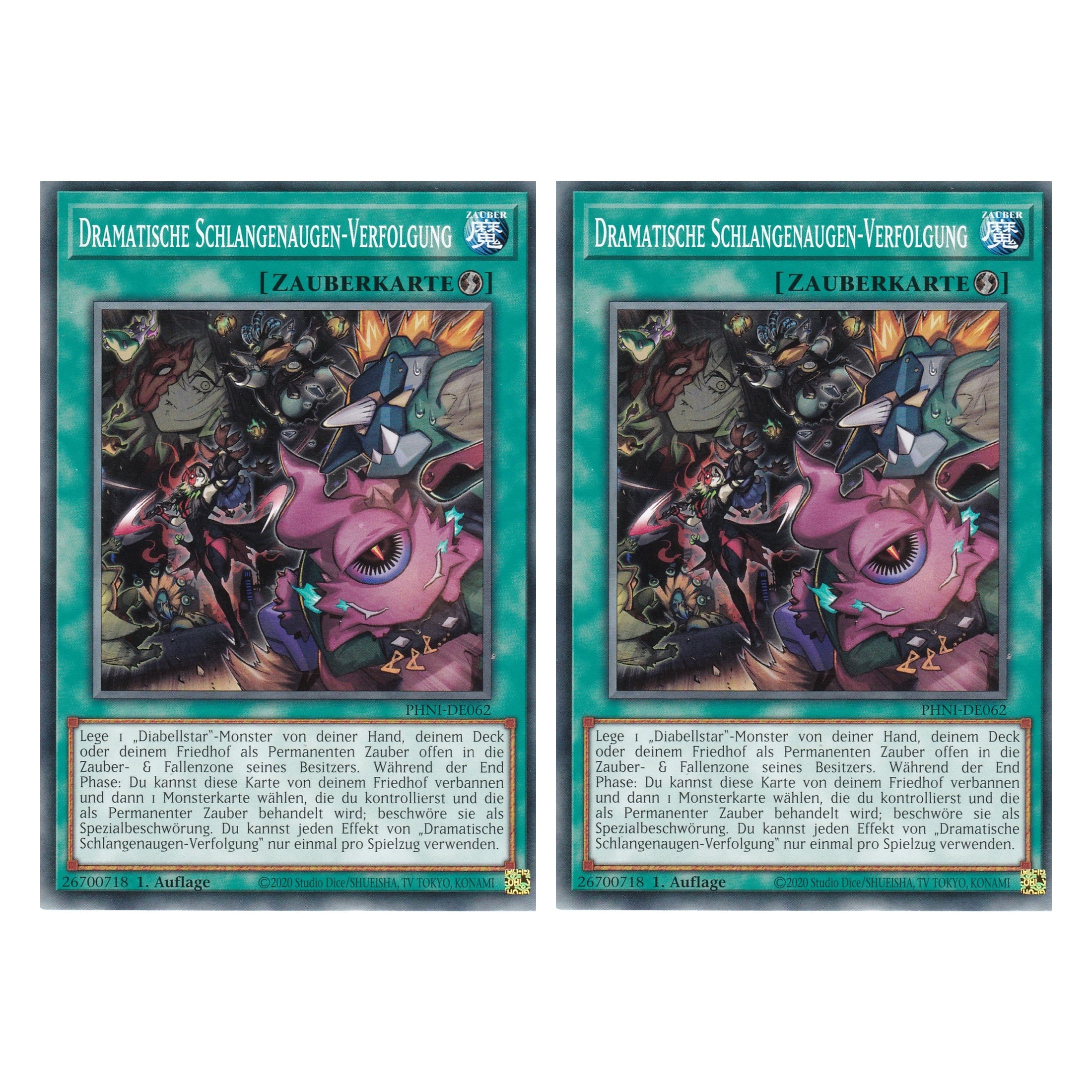 Dramatische Schlangenaugen - Verfolgen - PHNI-DE062 - Common - Deutsch - 1. Auflage - Phantom Nightmare - Duo Set (2 Stück) - Yu-Gi-Oh!