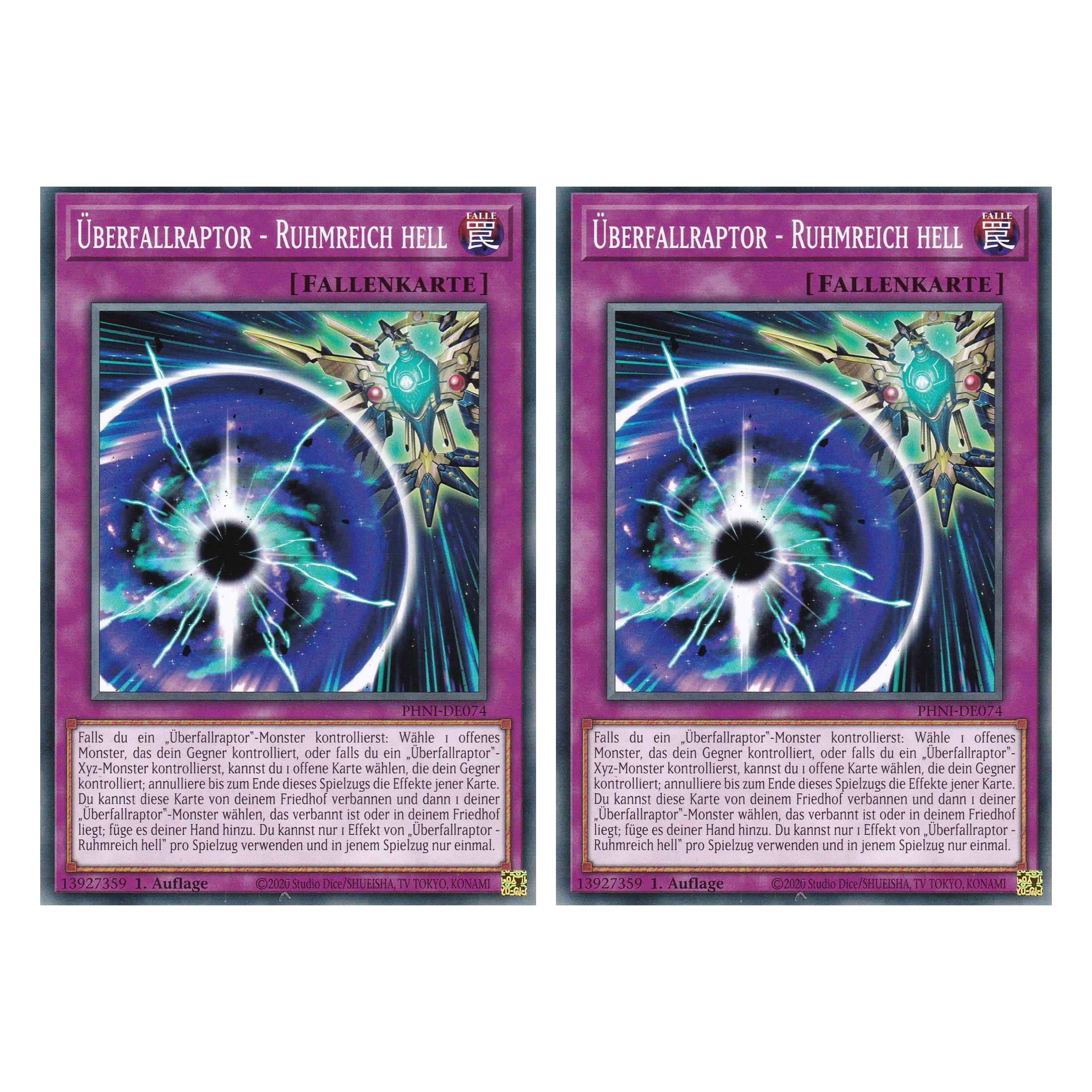 Überfallraptor - Ruhmreich Hell - PHNI-DE074 - Common - Deutsch - 1. Auflage - Phantom Nightmare - Duo Set (2 Stück) - Yu-Gi-Oh!