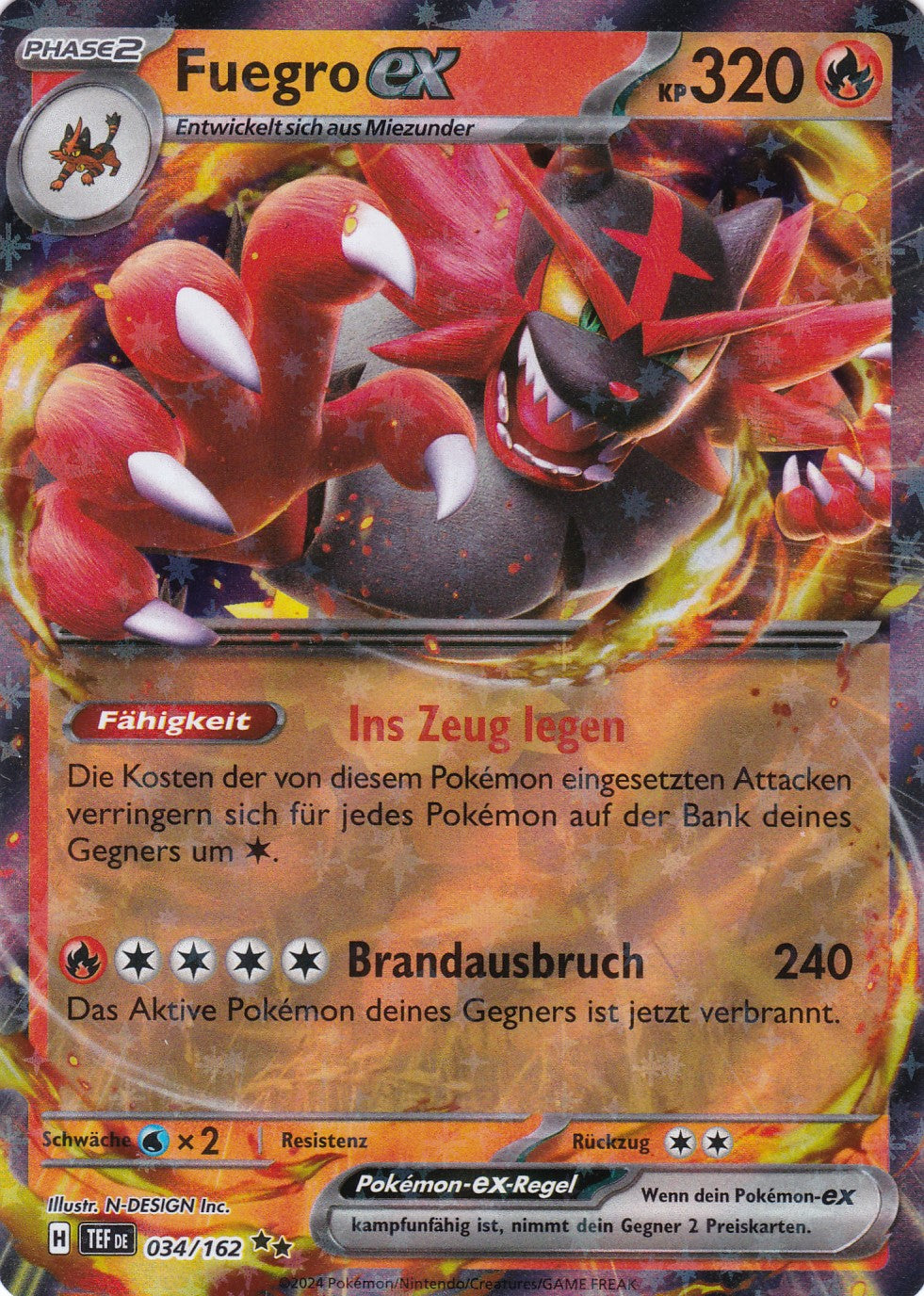 Fuegro ex - 34 / 218 - Double Rare - Gewalten der Zeit - Pokemon