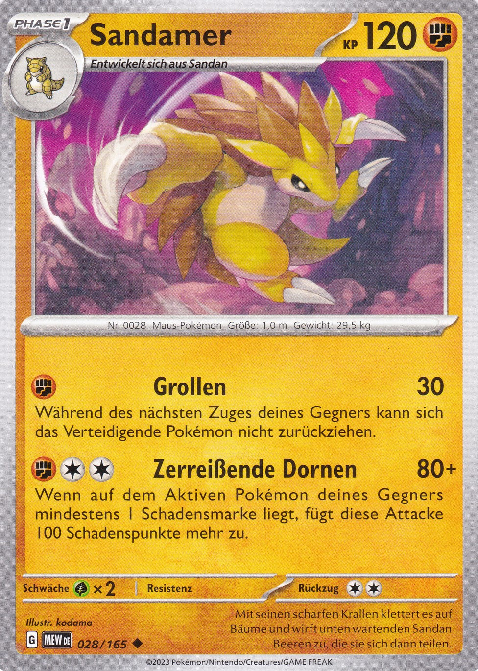 Sandamer - 28 / 207 - Uncommon - Karmesin & Purpur – 151 - Pokemon
