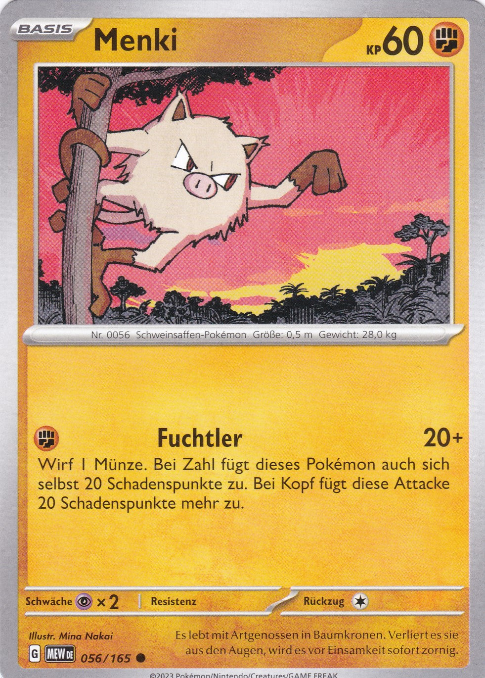 Menki - 56 / 207 - Common - Karmesin & Purpur – 151 - Pokemon