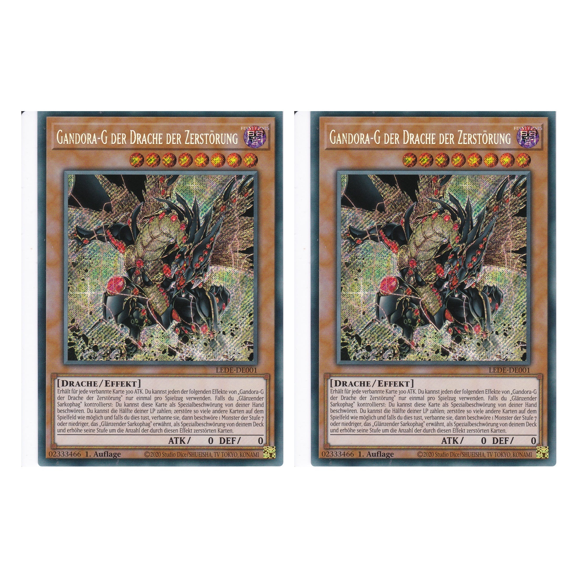 Gandora-G der Drache der Zerstörung - LEDE-DE001 - Secret Rare - Deutsch - 1. Auflage - Legacy of Destruction - Duo Set (2 Stück) - Yu-Gi-Oh!