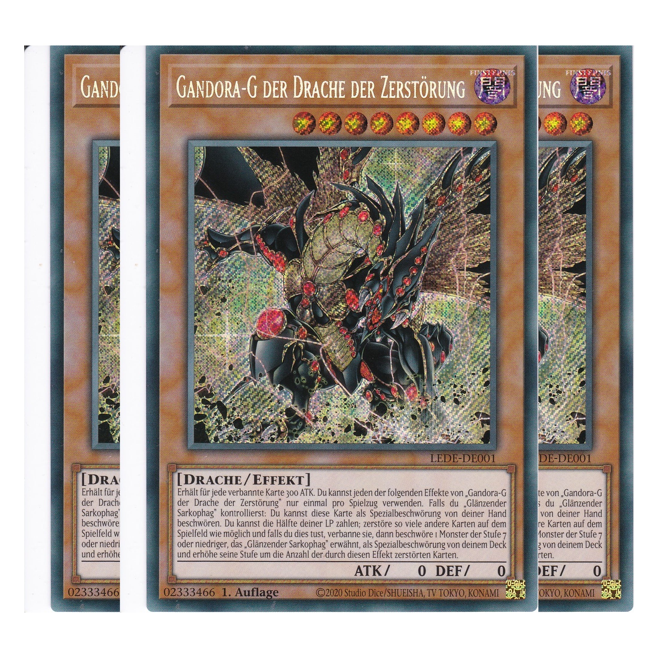 Gandora-G der Drache der Zerstörung - LEDE-DE001 - Secret Rare - Deutsch - 1. Auflage - Legacy of Destruction - Playset (3 Kopien) - Yu-Gi-Oh!