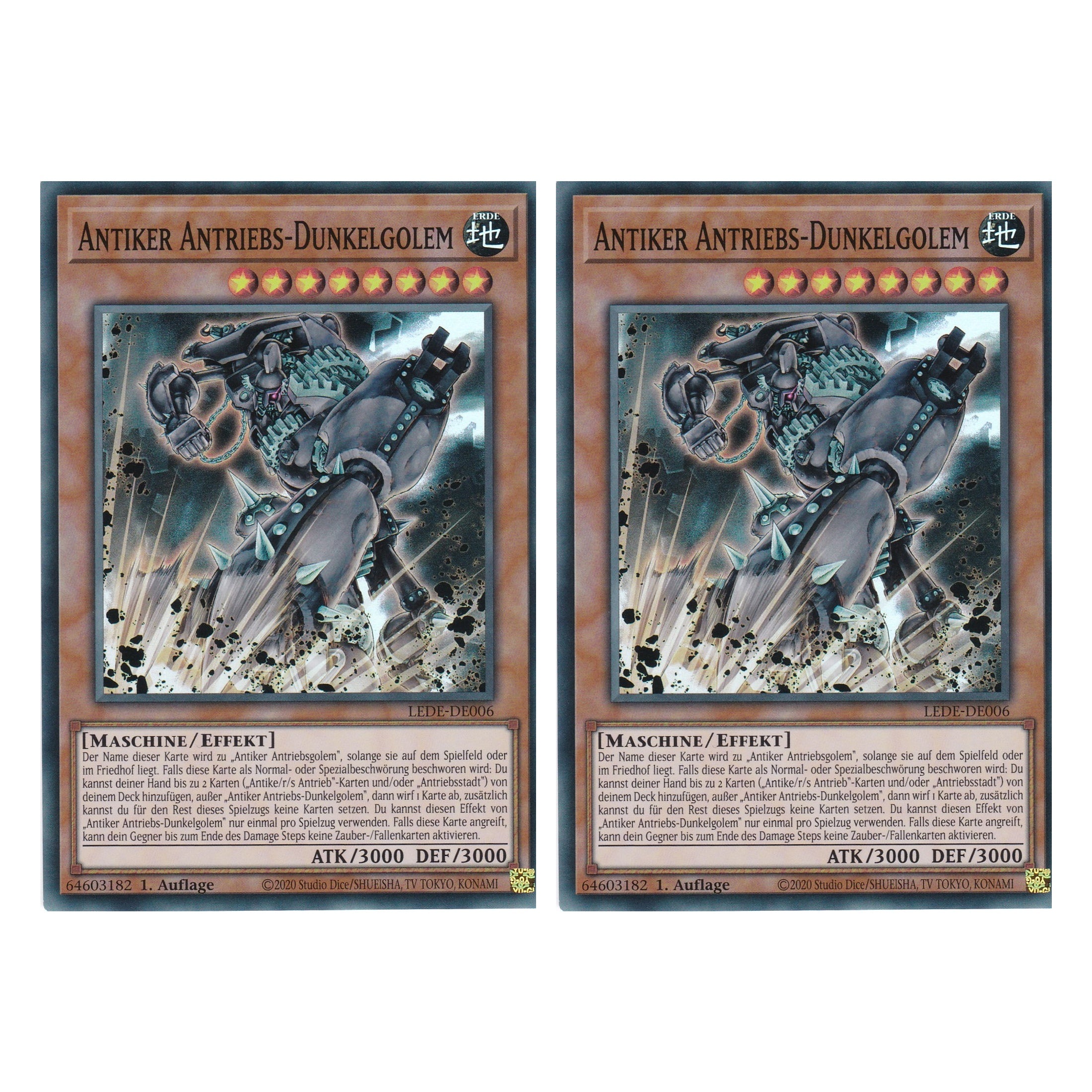 Antiker Antriebs-Duneklgolem - LEDE-DE006 - Super Rare - Deutsch - 1. Auflage - Legacy of Destruction - Duo Set (2 Stück) - Yu-Gi-Oh!