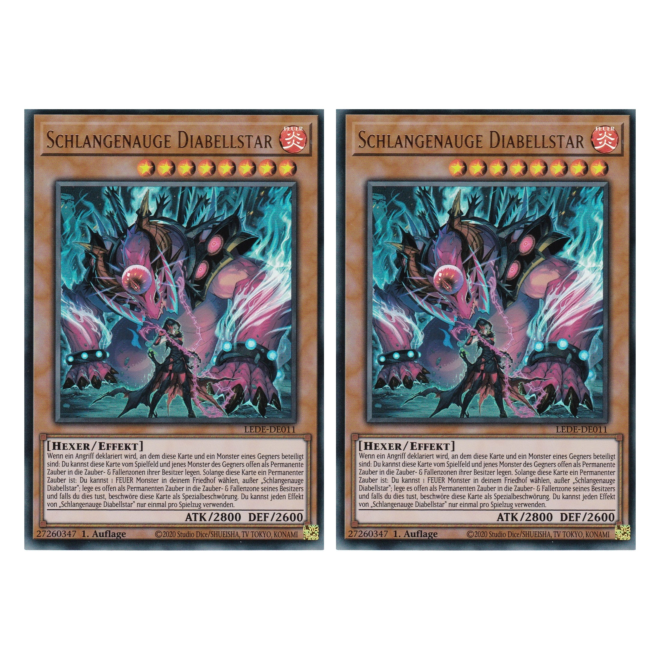 Schlangenauge Diabellstar - LEDE-DE011 - Ultra Rare - Deutsch - 1. Auflage - Legacy of Destruction - Duo Set (2 Stück) - Yu-Gi-Oh!