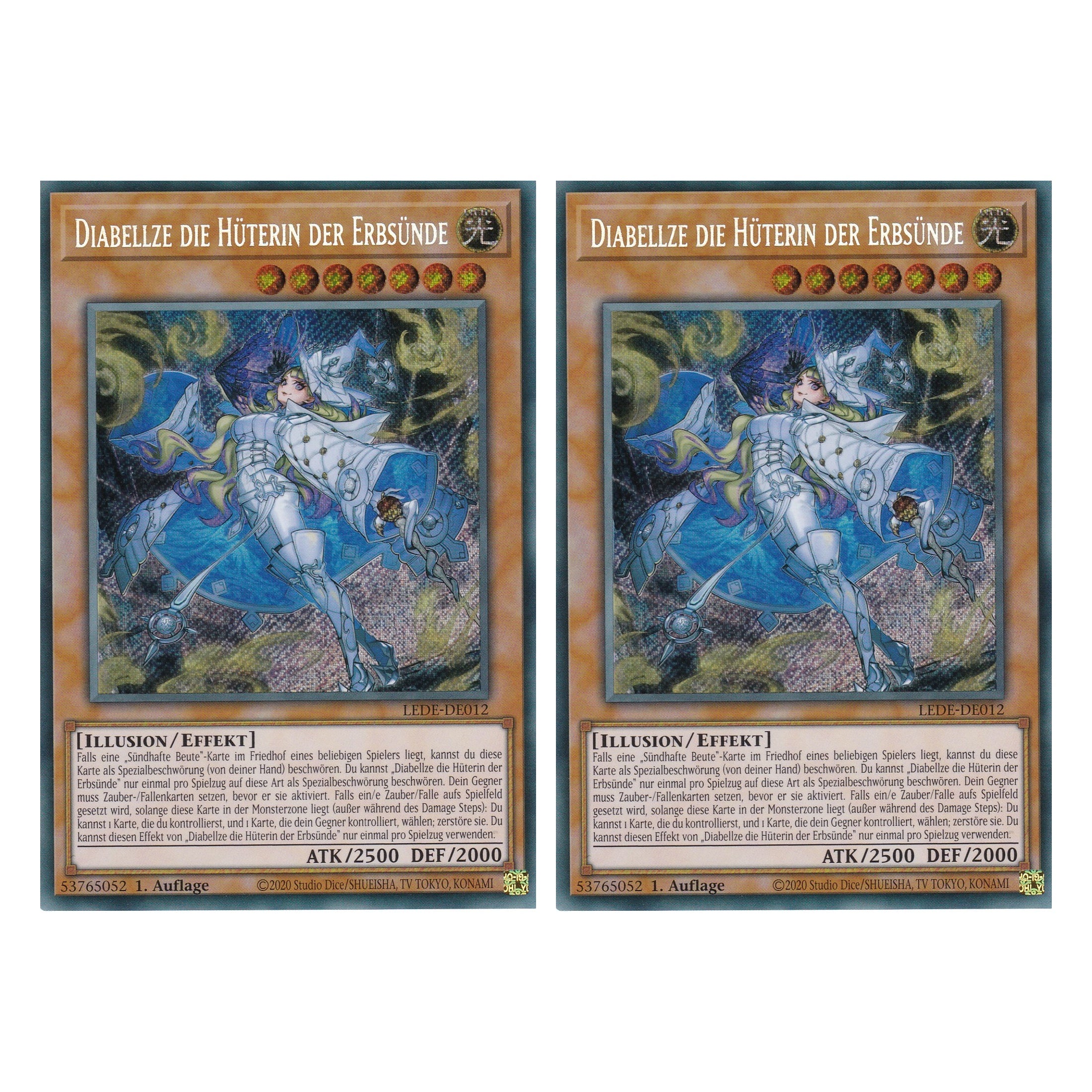 Diabellze die Hüterin der Erbsünde - LEDE-DE012 - Secret Rare - Deutsch - 1. Auflage - Legacy of Destruction - Duo Set (2 Stück) - Yu-Gi-Oh!