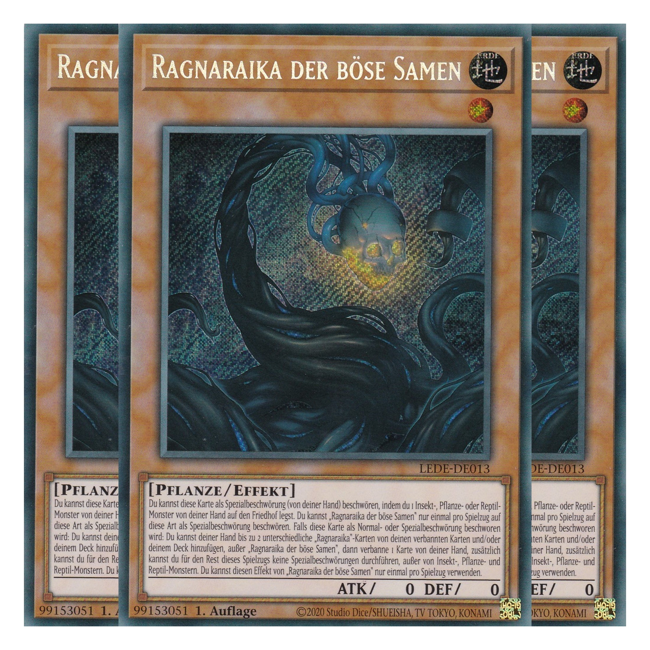 Ragnaraika der Böse Sameen - LEDE-DE013 - Secret Rare - Deutsch - 1. Auflage - Legacy of Destruction - Playset (3 Kopien) - Yu-Gi-Oh!