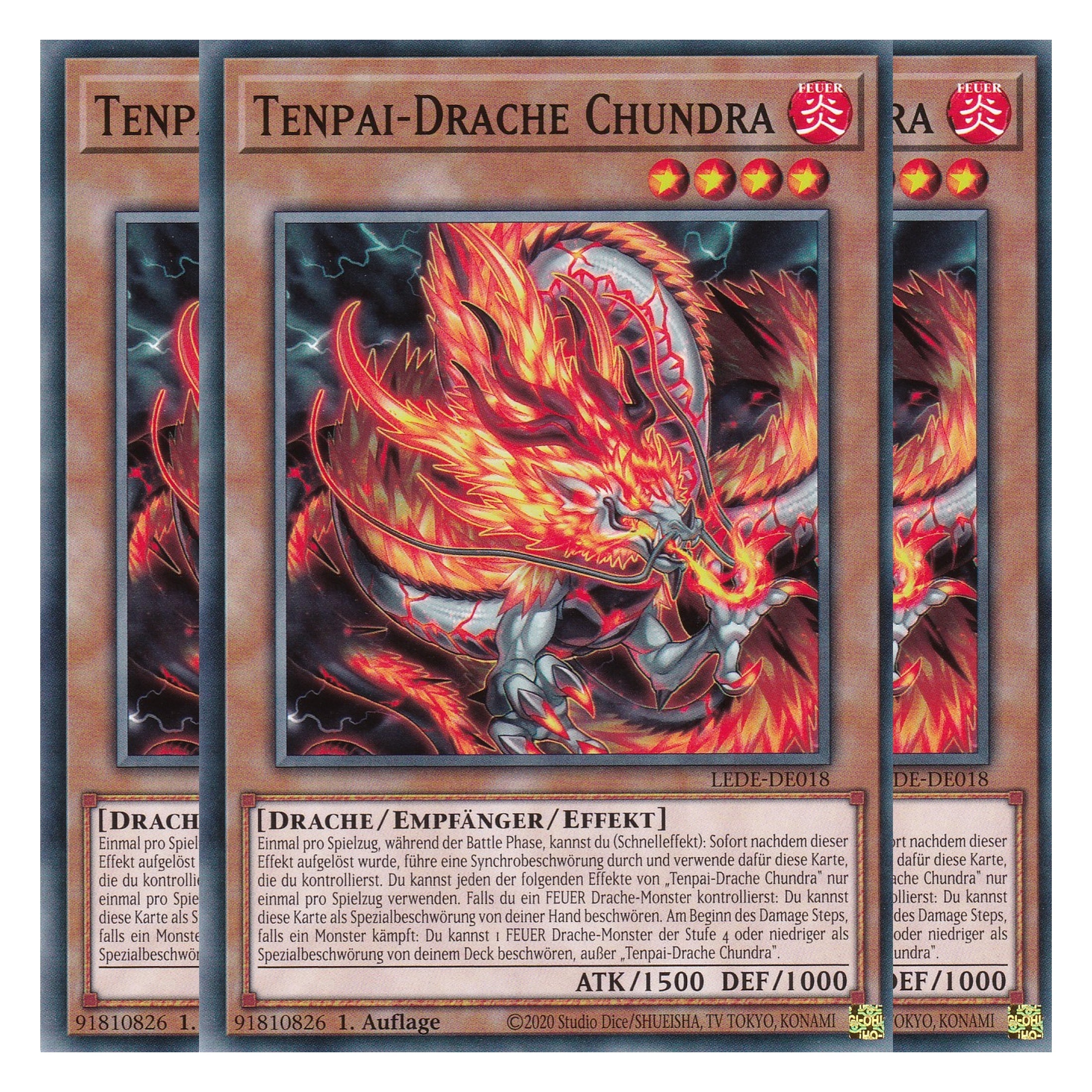 Tenpai-Drache Chundra - LEDE-DE018 - Common - Deutsch - 1. Auflage - Legacy of Destruction - Playset (3 Kopien) - Yu-Gi-Oh!