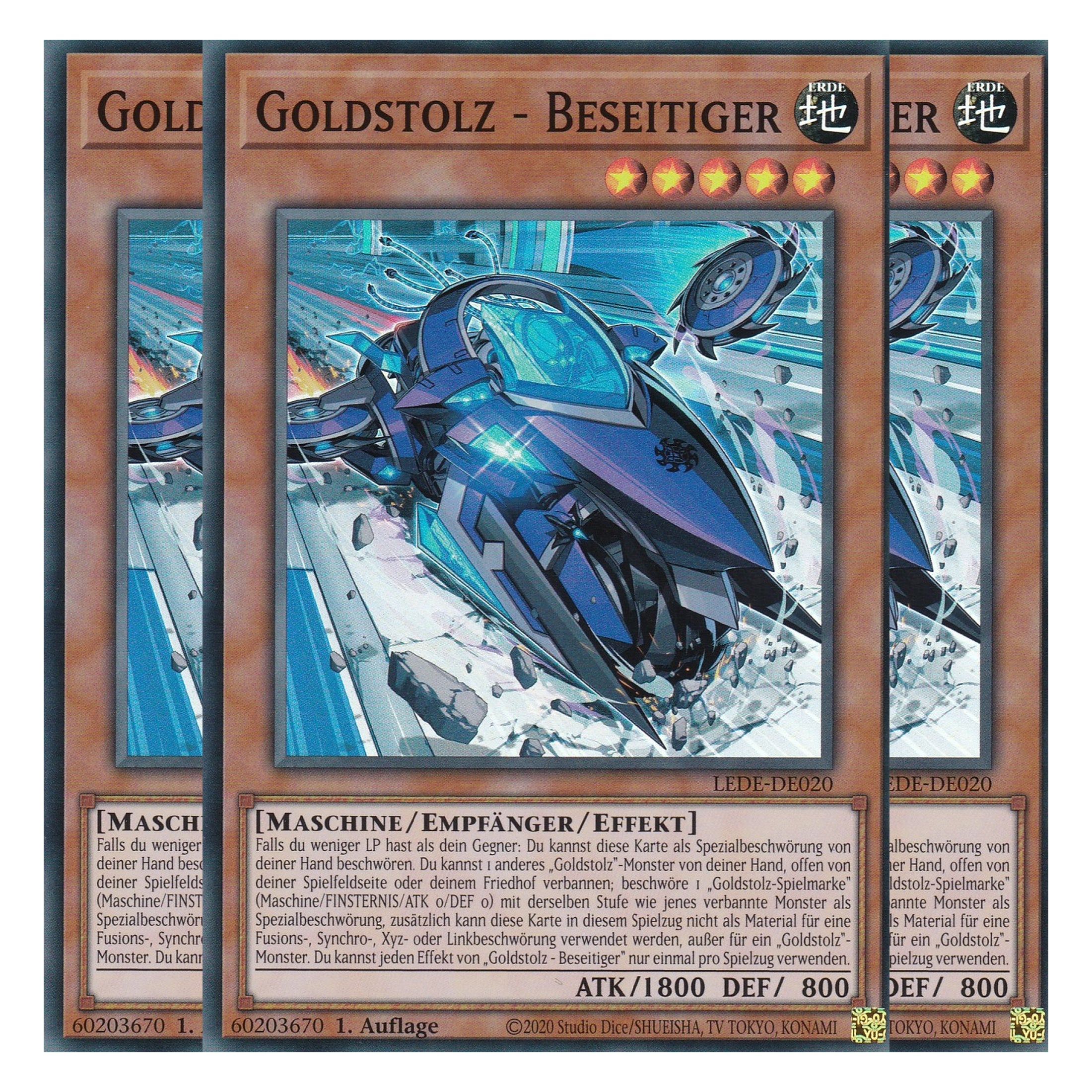Goldstolz - Beseitiger - LEDE-DE020 - Super Rare - Deutsch - 1. Auflage - Legacy of Destruction - Playset (3 Kopien) - Yu-Gi-Oh!