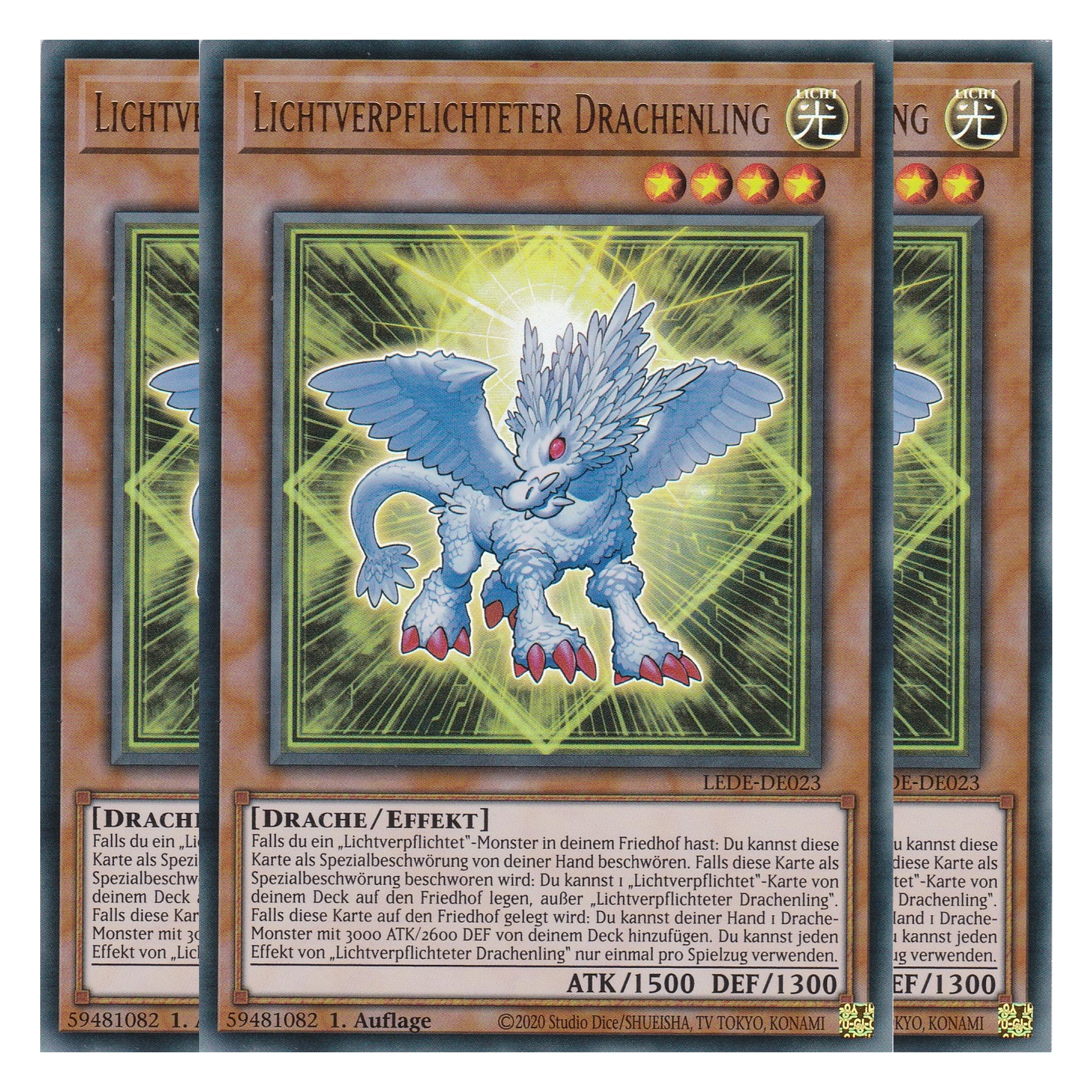 Lichtverpflichteter Drachenling - LEDE-DE023 - Ultra Rare - Deutsch - 1. Auflage - Legacy of Destruction - Playset (3 Kopien) - Yu-Gi-Oh!