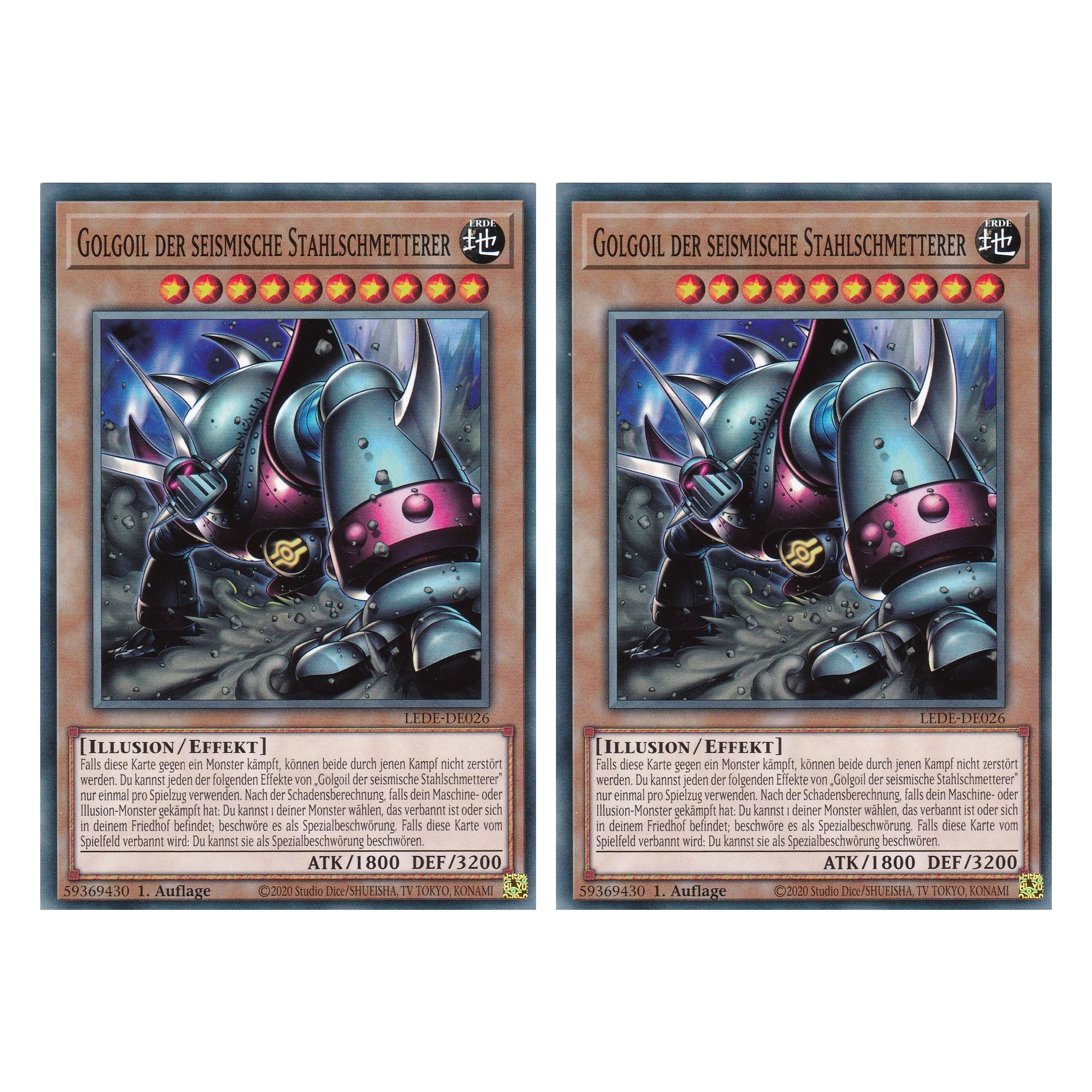 Golgoil der Seimische Stahlschmetterer - LEDE-DE026 - Common - Deutsch - 1. Auflage - Legacy of Destruction - Duo Set (2 Stück) - Yu-Gi-Oh!