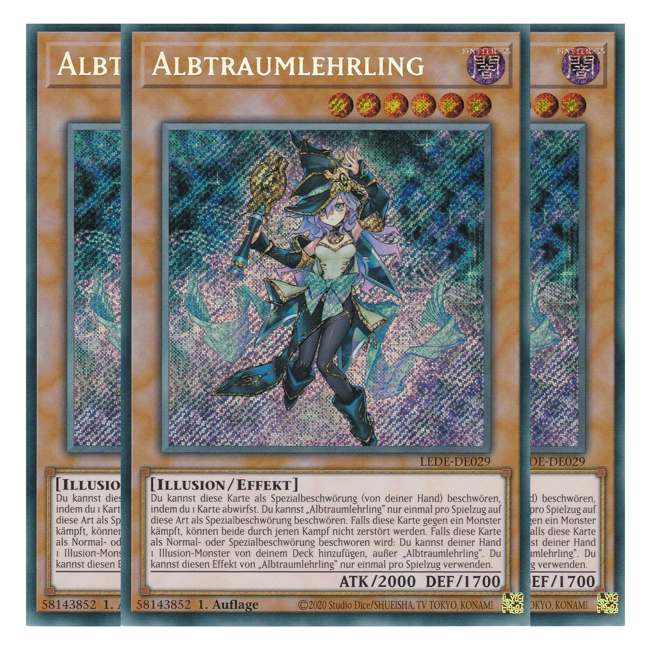 Albtraumlehrling - LEDE-DE029 - Secret Rare - Deutsch - 1. Auflage - Legacy of Destruction - Playset (3 Kopien) - Yu-Gi-Oh!