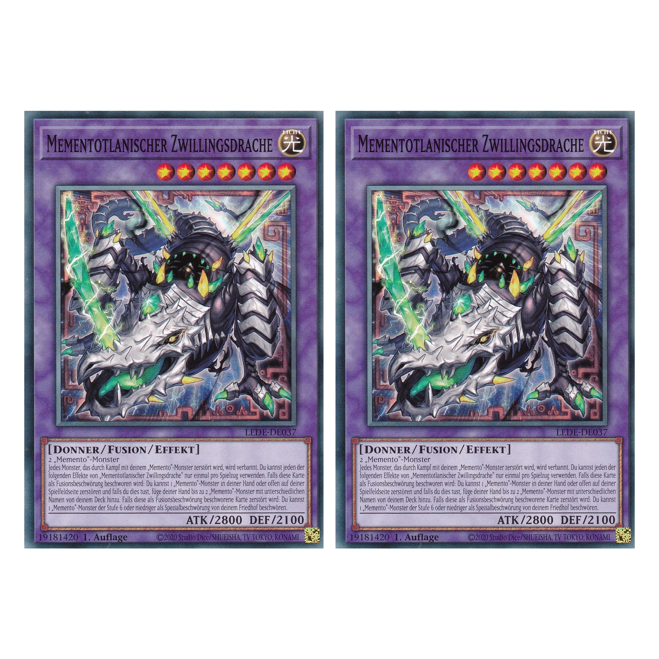 Mementotlanischer Zwillingsdrache - LEDE-DE037 - Common - Deutsch - 1. Auflage - Legacy of Destruction - Duo Set (2 Stück) - Yu-Gi-Oh!