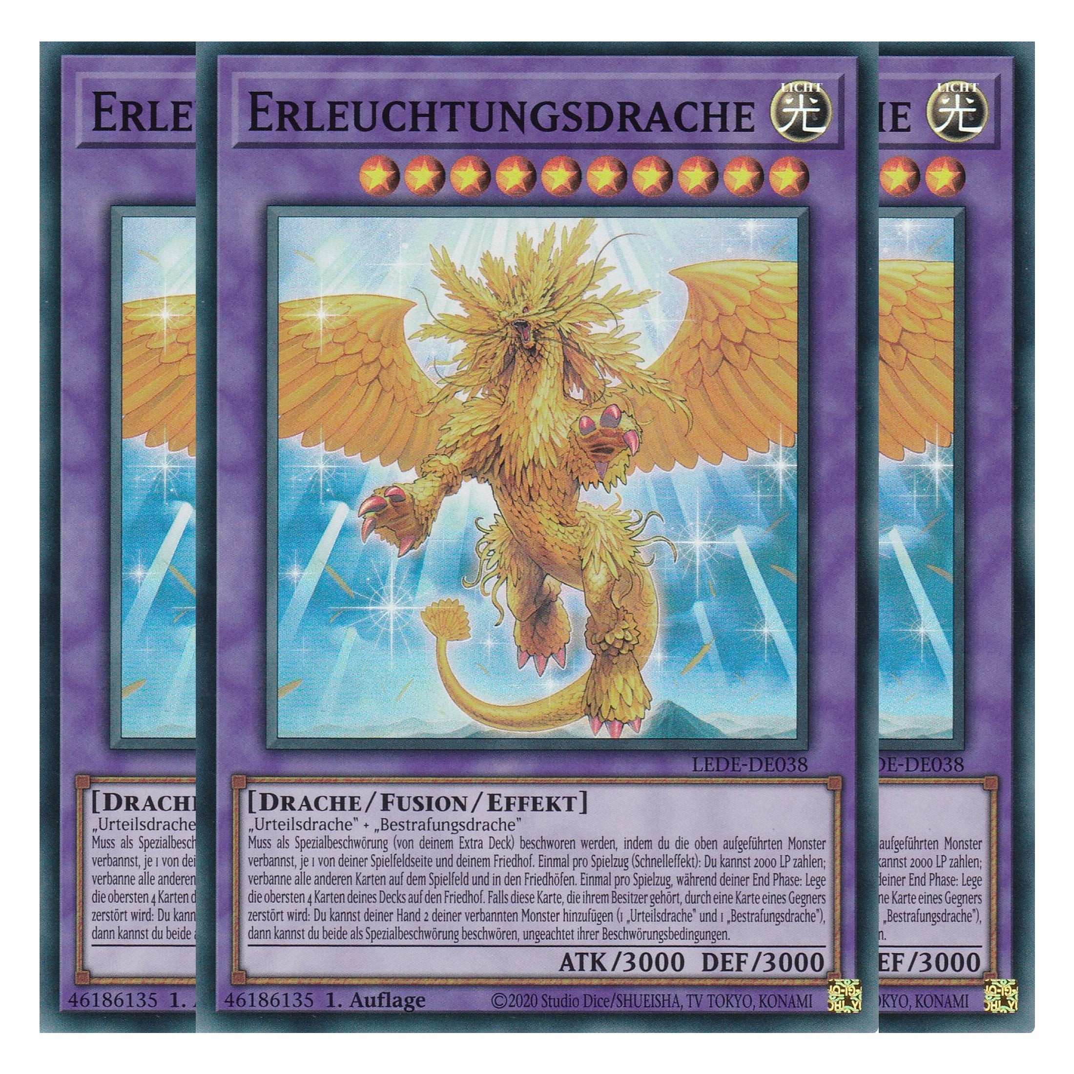Erleuchtungsdrache - LEDE-DE038 - Super Rare - Deutsch - 1. Auflage - Legacy of Destruction - Playset (3 Kopien) - Yu-Gi-Oh!