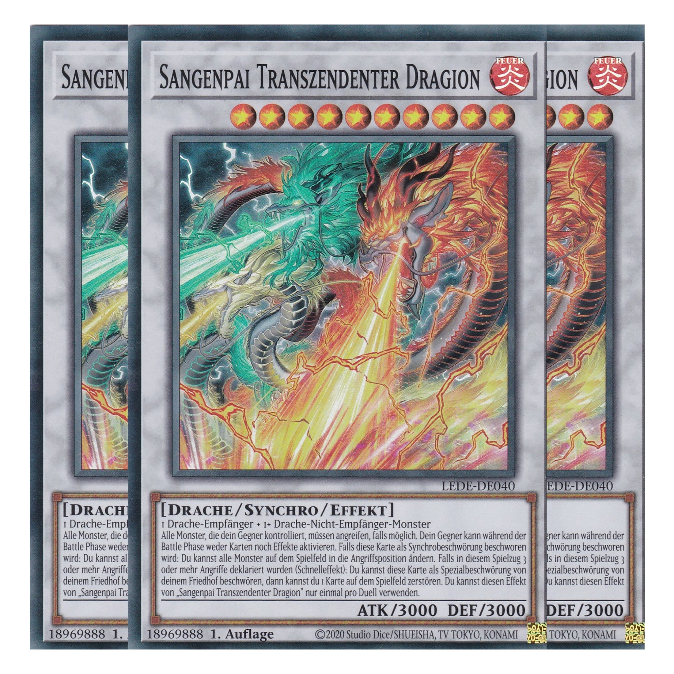 Sangenpai Transzendenter Dragion - LEDE-DE040 - Super Rare - Deutsch - 1. Auflage - Legacy of Destruction - Playset (3 Kopien) - Yu-Gi-Oh!
