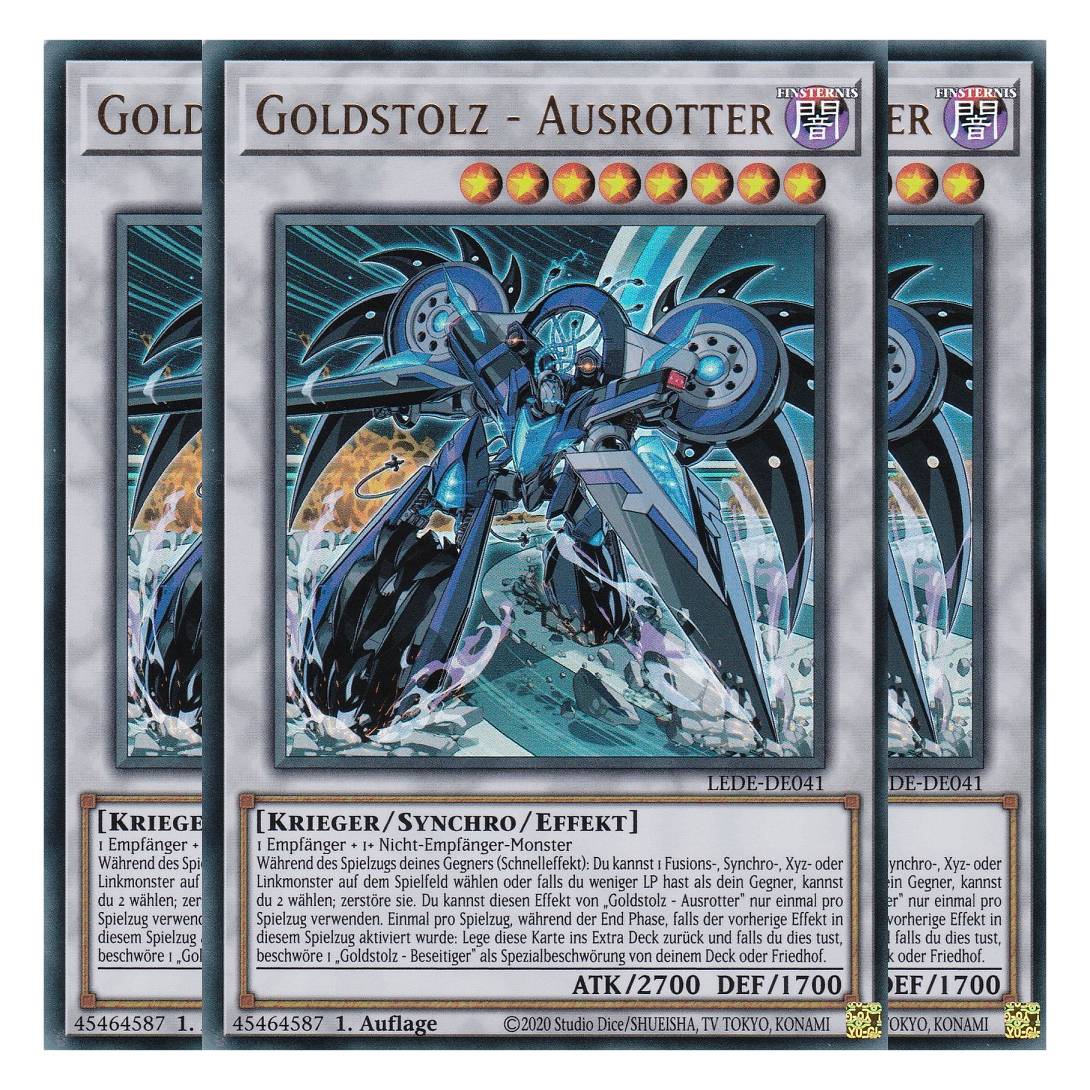 Goldstolz - Ausrotter - LEDE-DE041 - Ultra Rare - Deutsch - 1. Auflage - Legacy of Destruction - Playset (3 Kopien) - Yu-Gi-Oh!