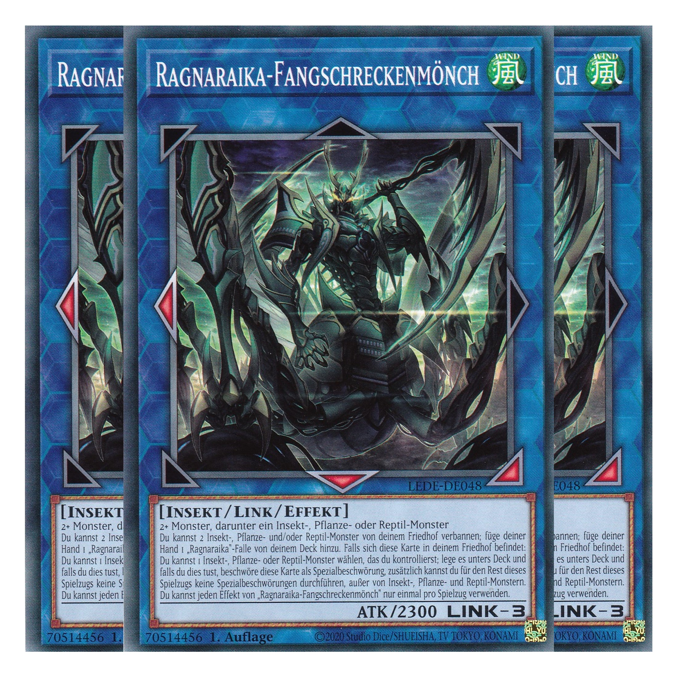 Ragnaraika-Fangschreckenmönch - LEDE-DE048 - Common - Deutsch - 1. Auflage - Legacy of Destruction - Playset (3 Kopien) - Yu-Gi-Oh!