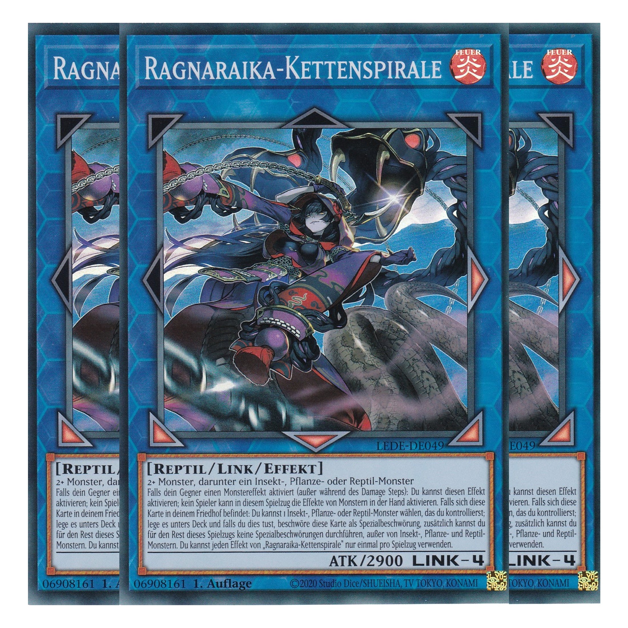 Ragnaraika-Kettenspirale - LEDE-DE049 - Super Rare - Deutsch - 1. Auflage - Legacy of Destruction - Playset (3 Kopien) - Yu-Gi-Oh!