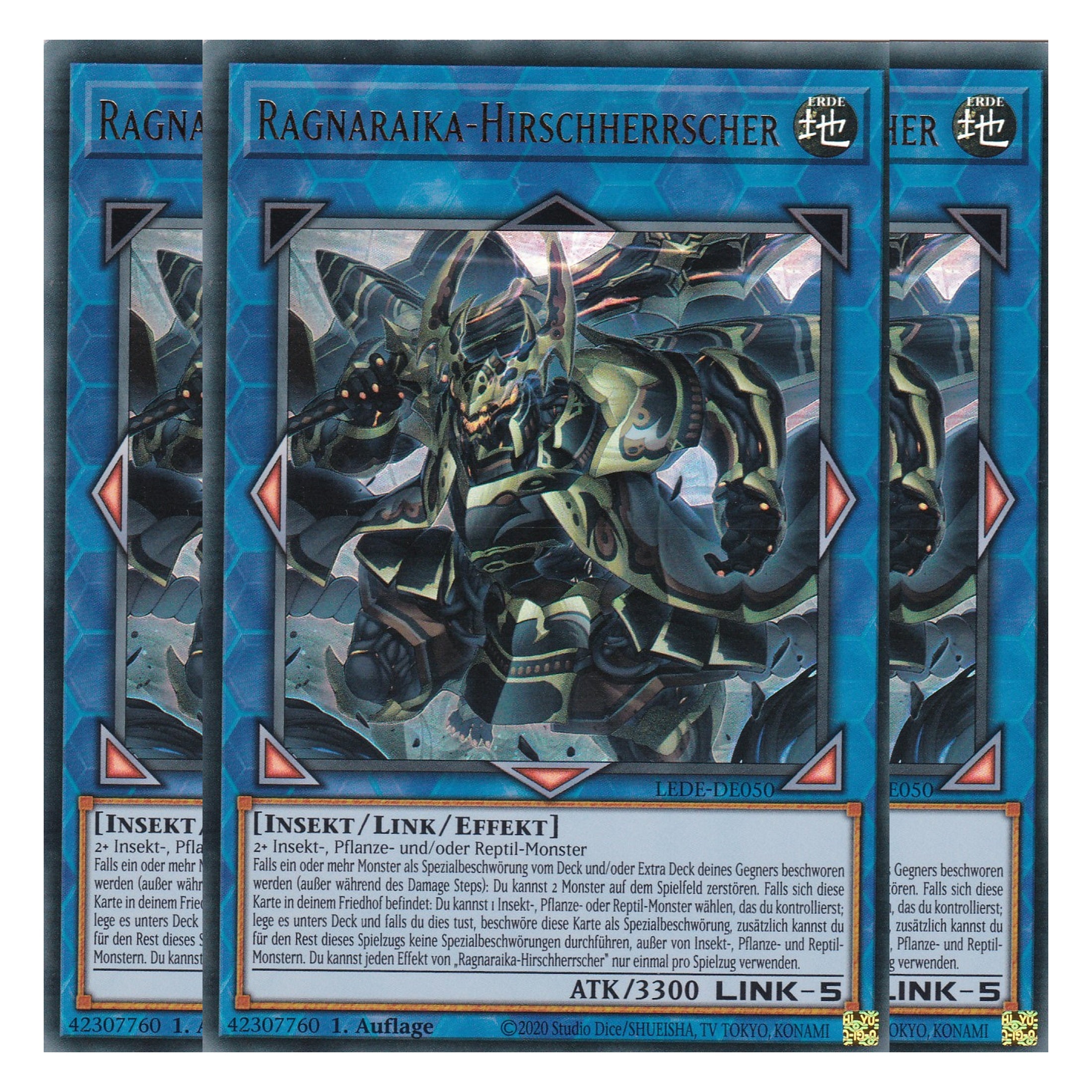 Ragnaraika-Hirschherrscher - LEDE-DE050 - Ultra Rare - Deutsch - 1. Auflage - Legacy of Destruction - Playset (3 Kopien) - Yu-Gi-Oh!