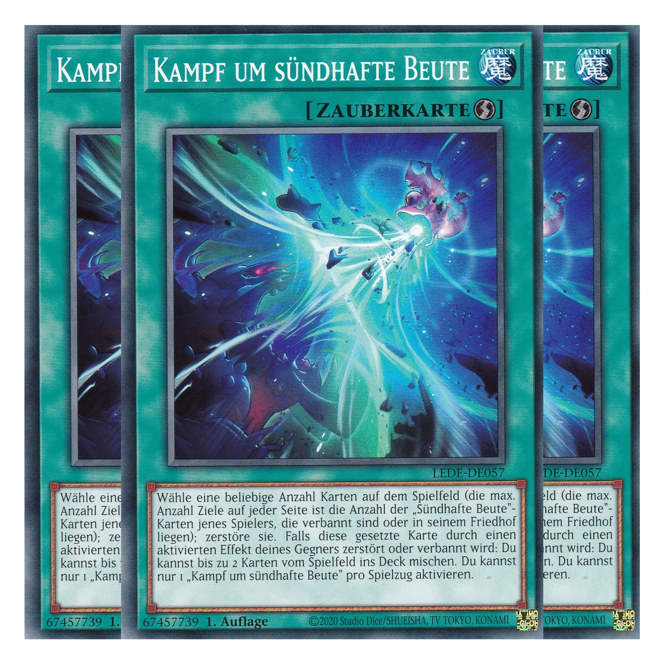 Kampf um Sündhafte Beute - LEDE-DE057 - Common - Deutsch - 1. Auflage - Legacy of Destruction - Playset (3 Kopien) - Yu-Gi-Oh!
