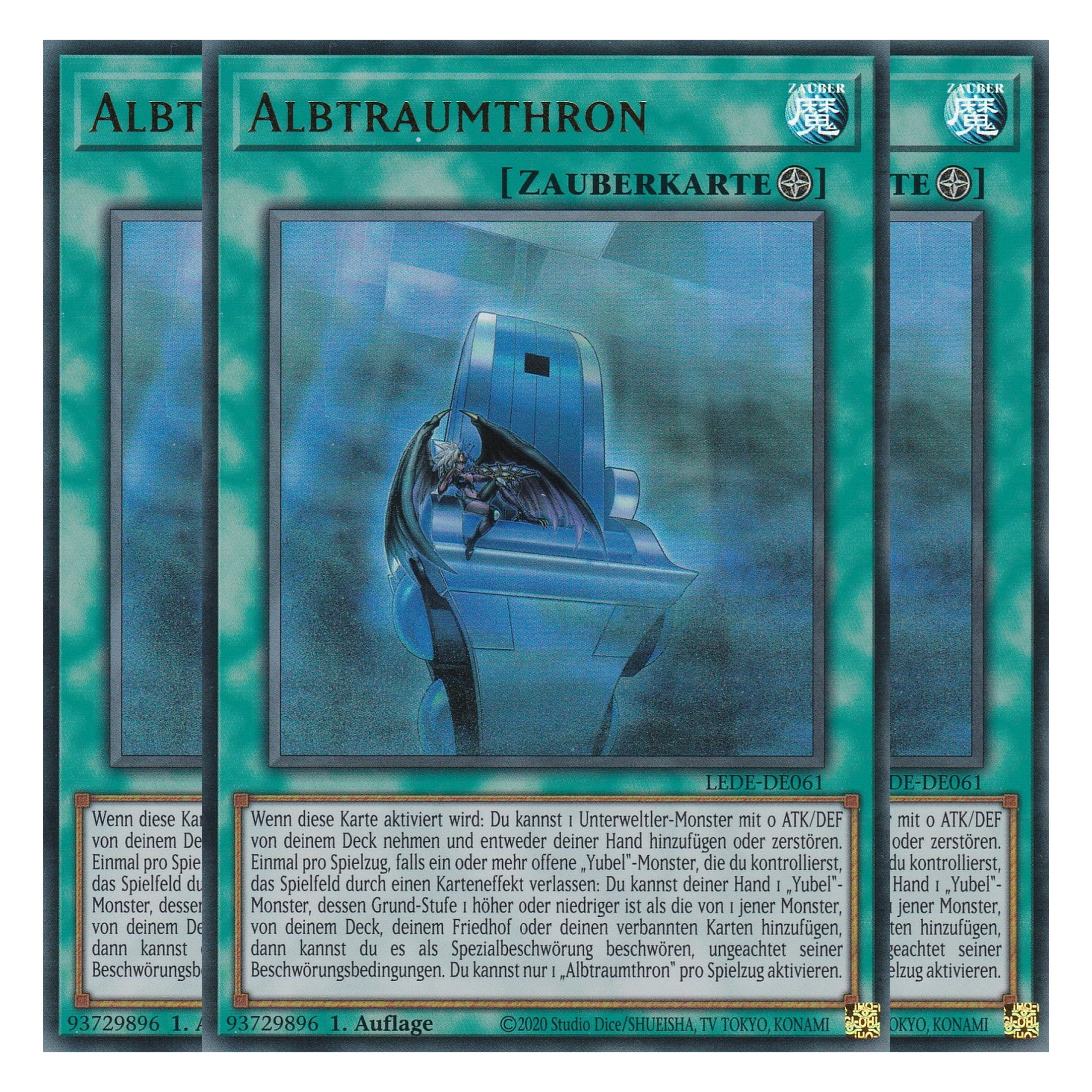 Albtraumthron - LEDE-DE061 - Ultra Rare - Deutsch - 1. Auflage - Legacy of Destruction - Playset (3 Kopien) - Yu-Gi-Oh!