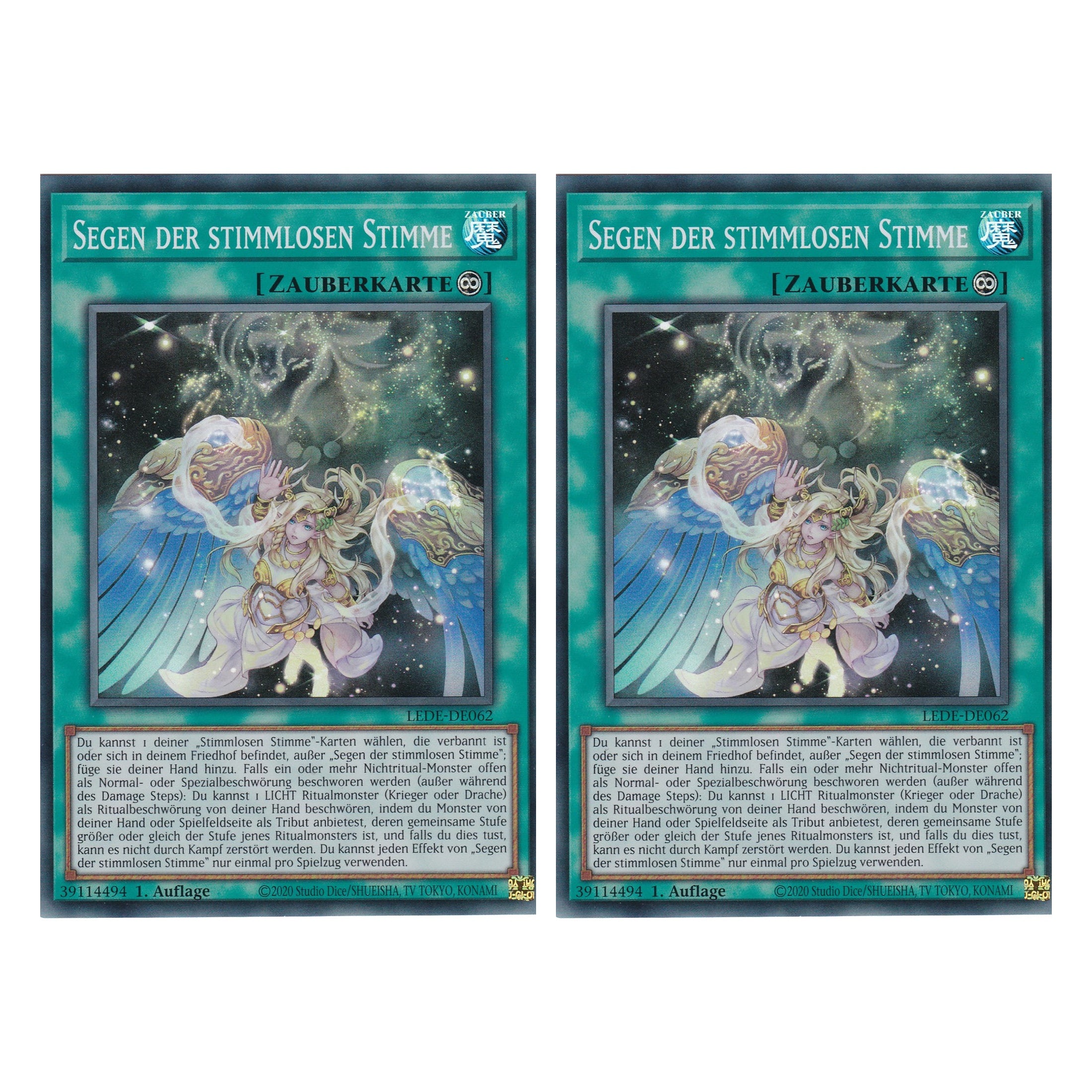 Segen der Stimmenlosen Stimme - LEDE-DE062 - Super Rare - Deutsch - 1. Auflage - Legacy of Destruction - Duo Set (2 Stück) - Yu-Gi-Oh!