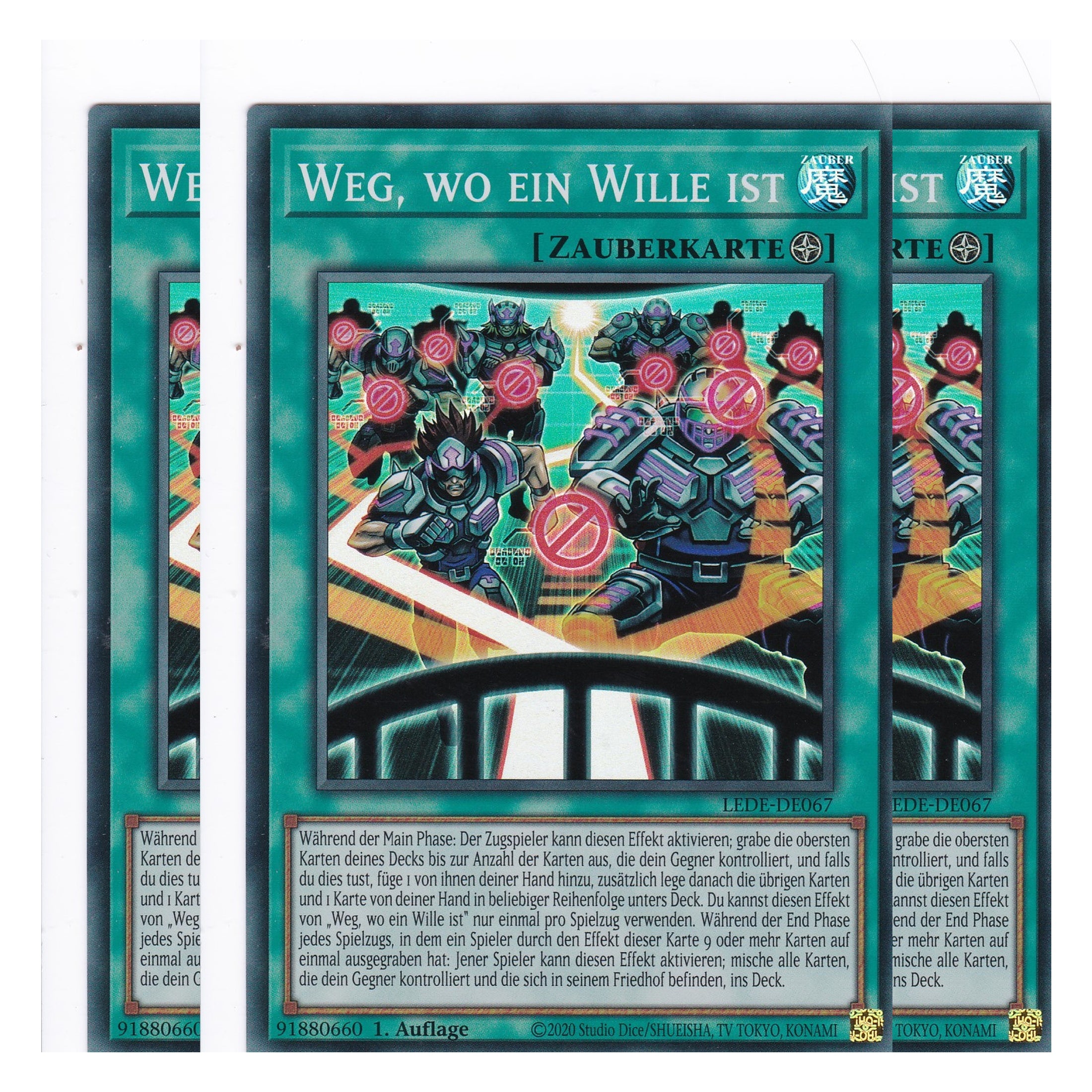 Weg, wo ein Wille ist - LEDE-DE067 - Super Rare - Deutsch - 1. Auflage - Legacy of Destruction - Playset (3 Kopien) - Yu-Gi-Oh!