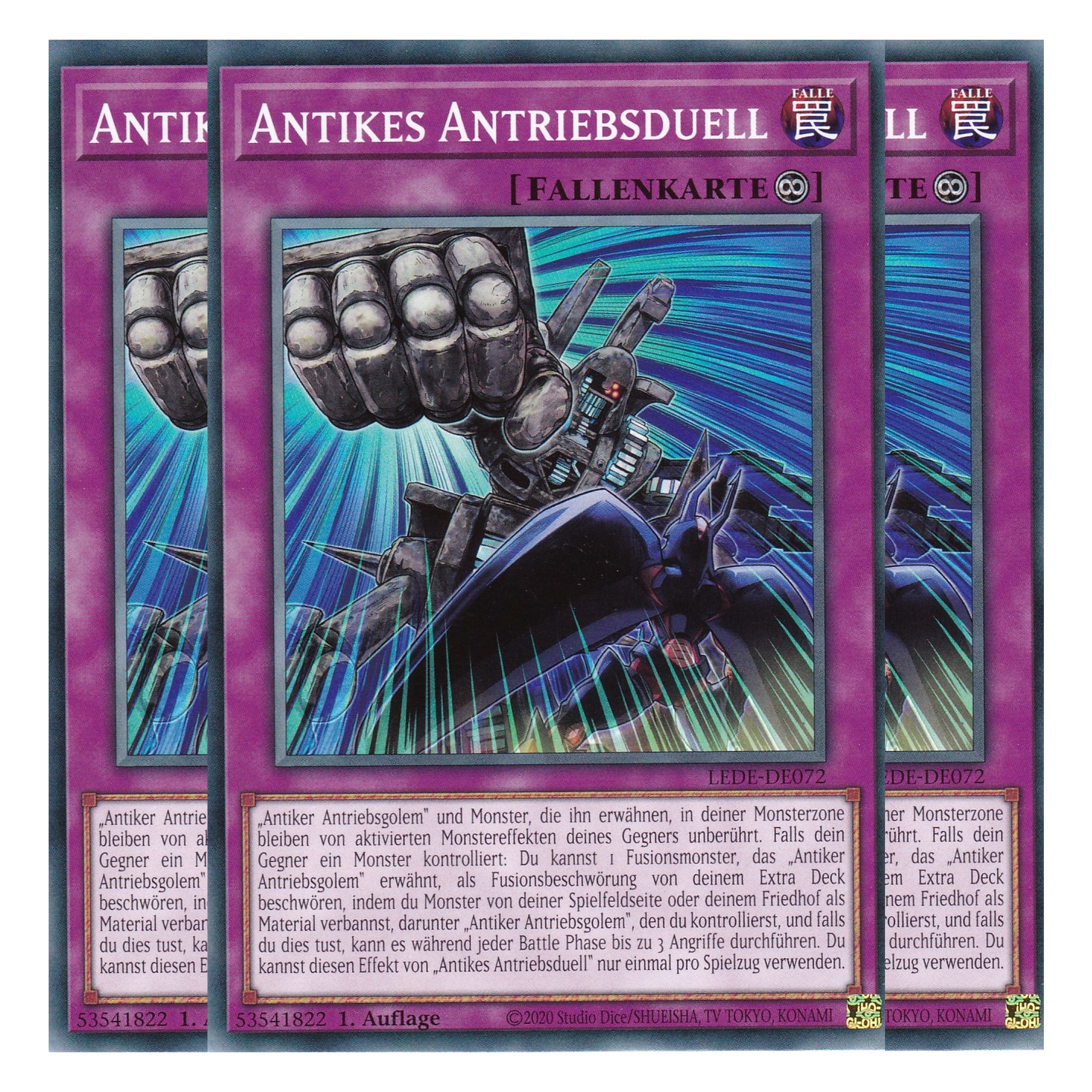Antikes Antriebsduell - LEDE-DE072 - Common - Deutsch - 1. Auflage - Legacy of Destruction - Playset (3 Kopien) - Yu-Gi-Oh!