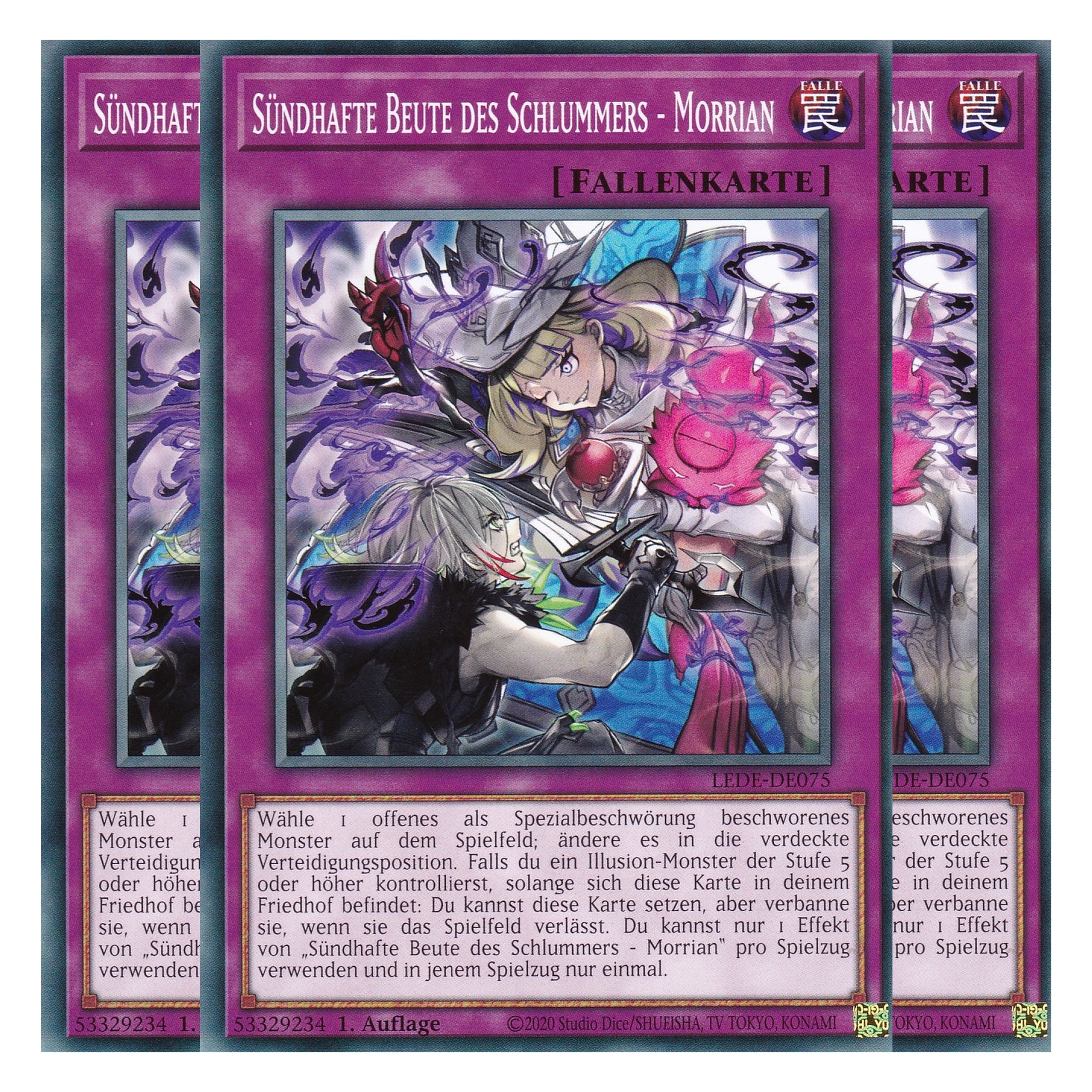 Sündhafte Beute des Schlummers - Morrian - LEDE-DE075 - Common - Deutsch - 1. Auflage - Legacy of Destruction - Playset (3 Kopien) - Yu-Gi-Oh!