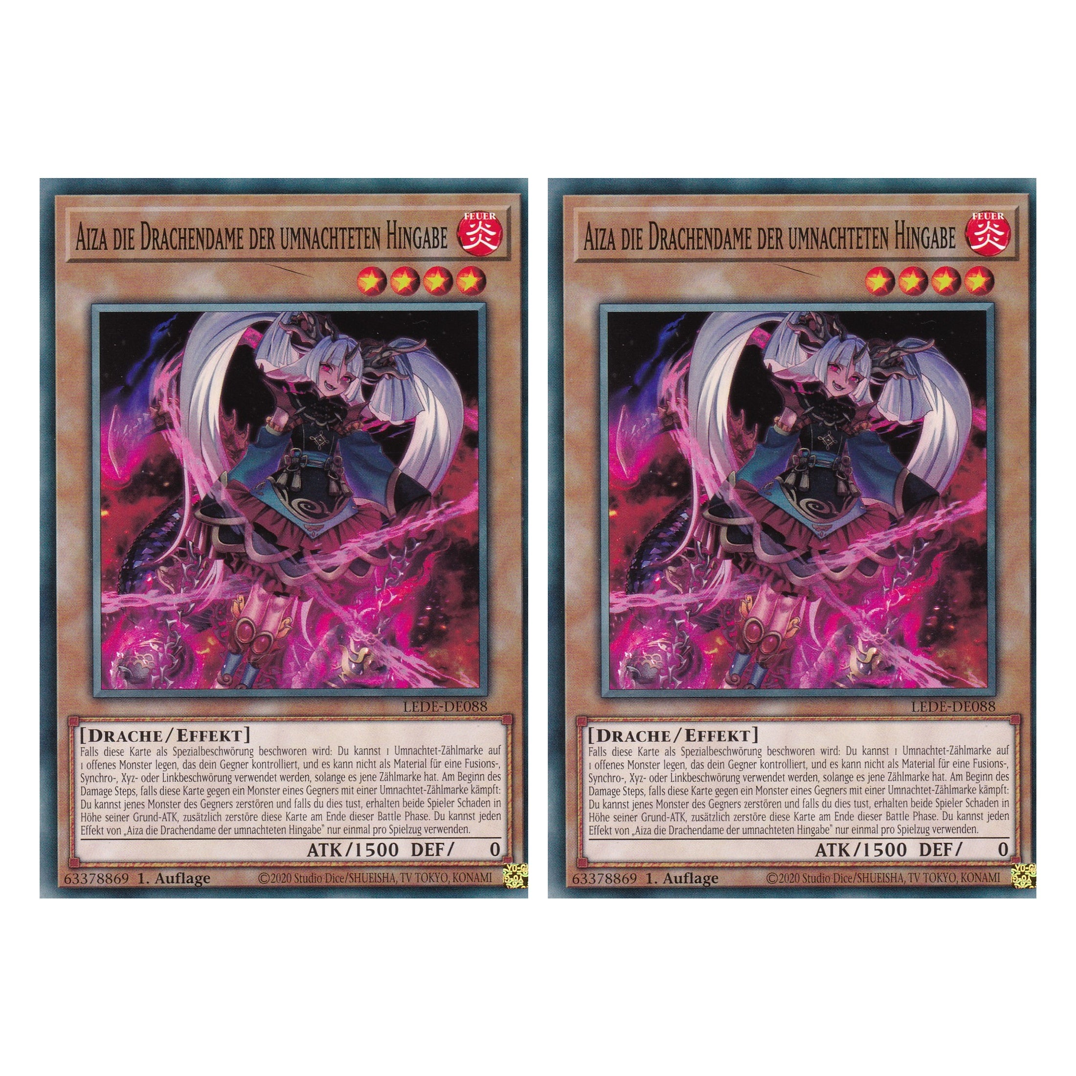 Aiza die Drachendame der Umnachtenen Hingabe - LEDE-DE088 - Common - Deutsch - 1. Auflage - Legacy of Destruction - Duo Set (2 Stück) - Yu-Gi-Oh!